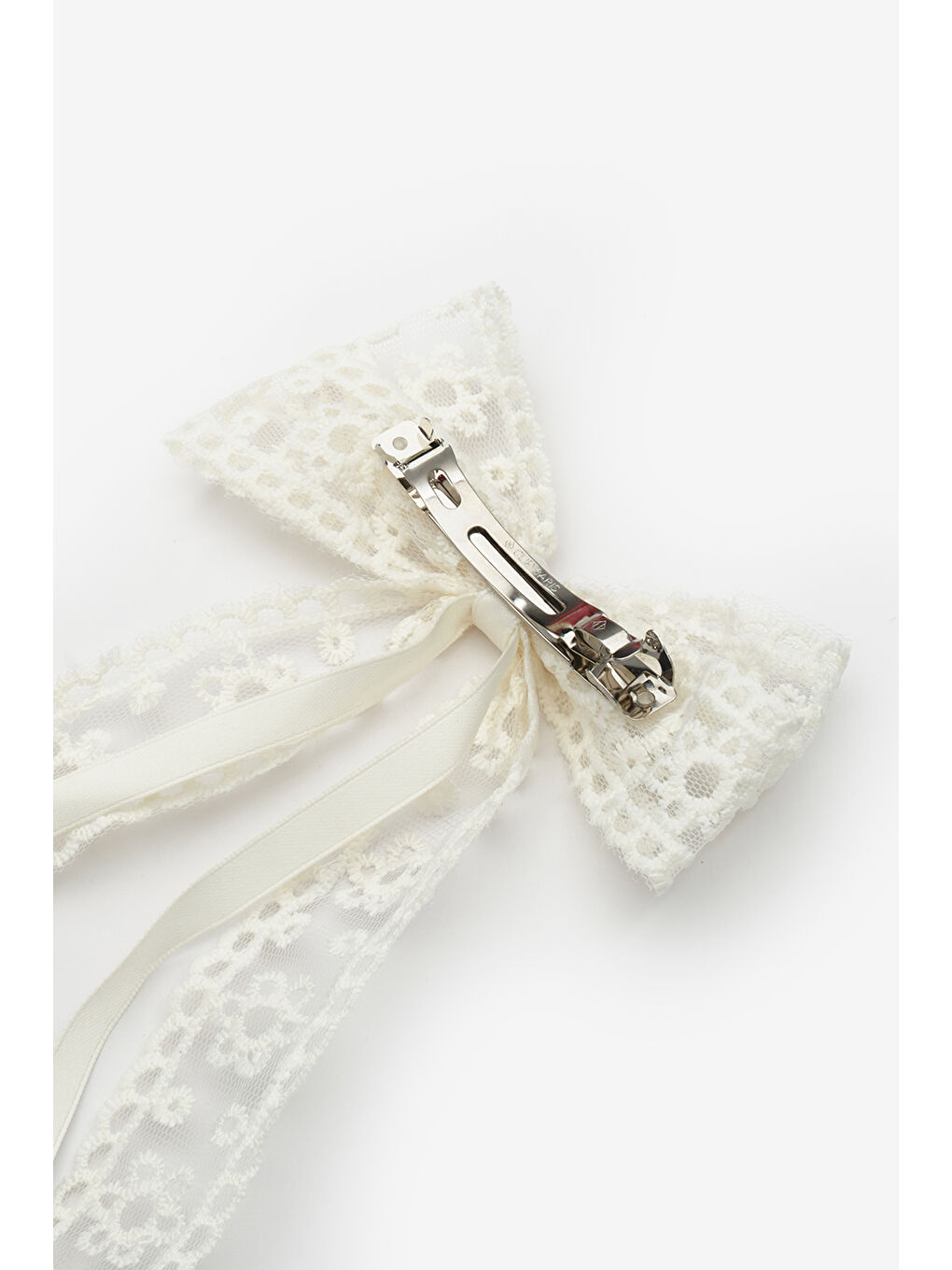 Ekru Zincir Çiçek Desenli Kız Çocuk Otomatik Toka-1