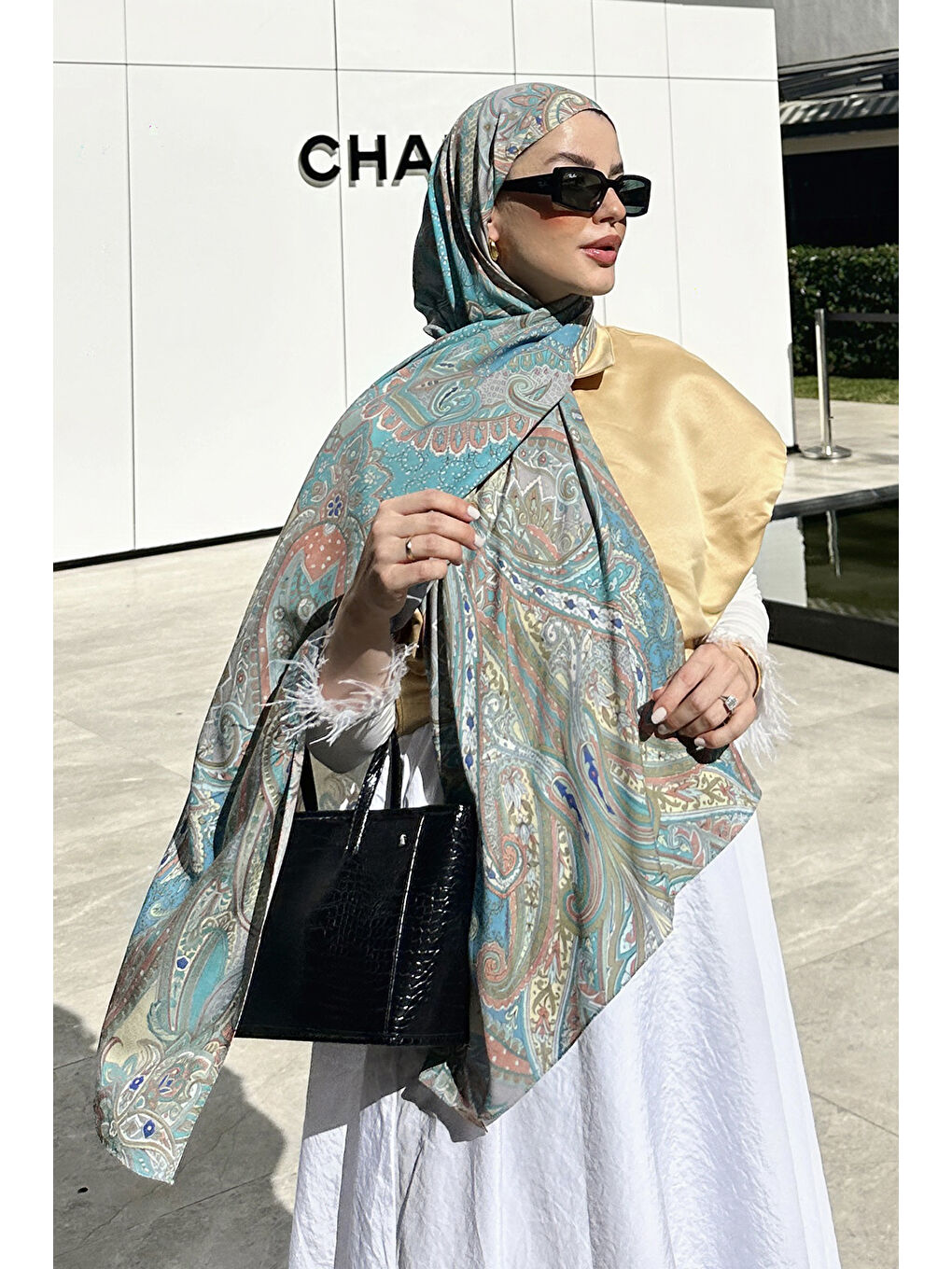 Turkuaz Deluxe Şal Minal Desenli-9