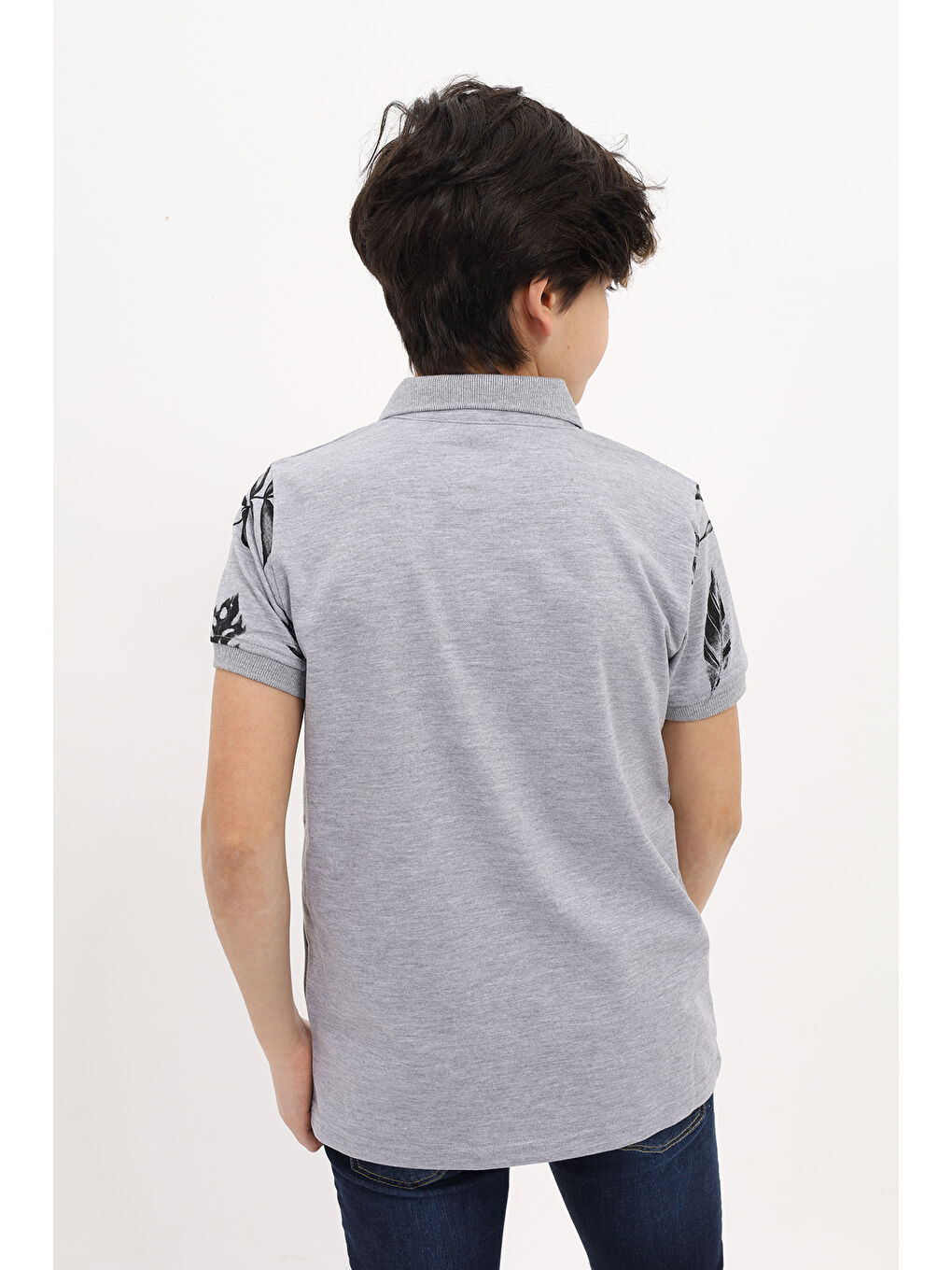 Gri Erkek Çocuk Baskılı Tişört-3