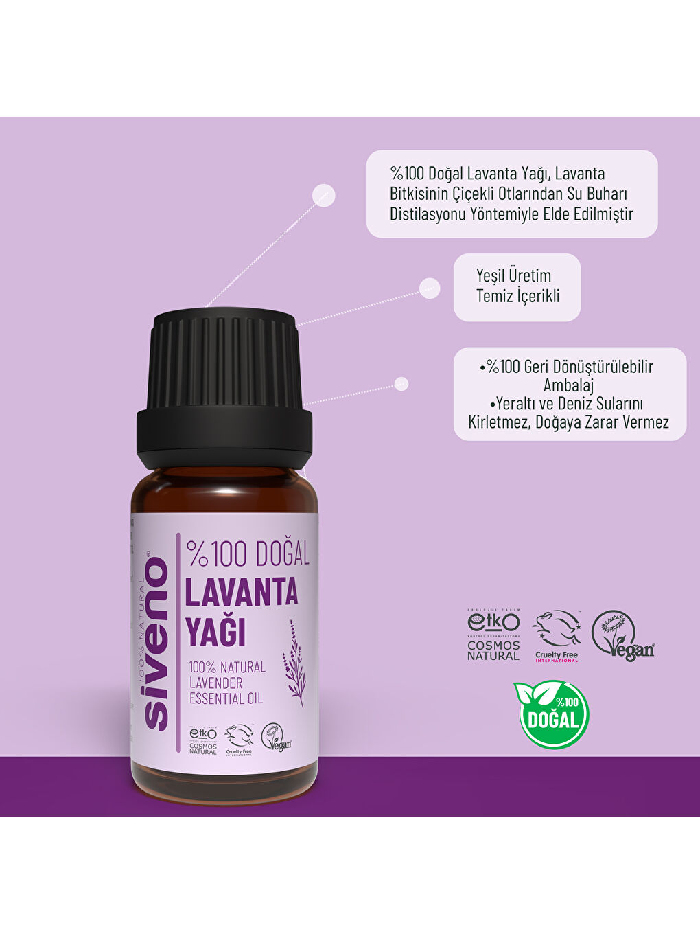 Siveno %100 Doğal Lavanta Uçucu Yağı 10 ml - 4