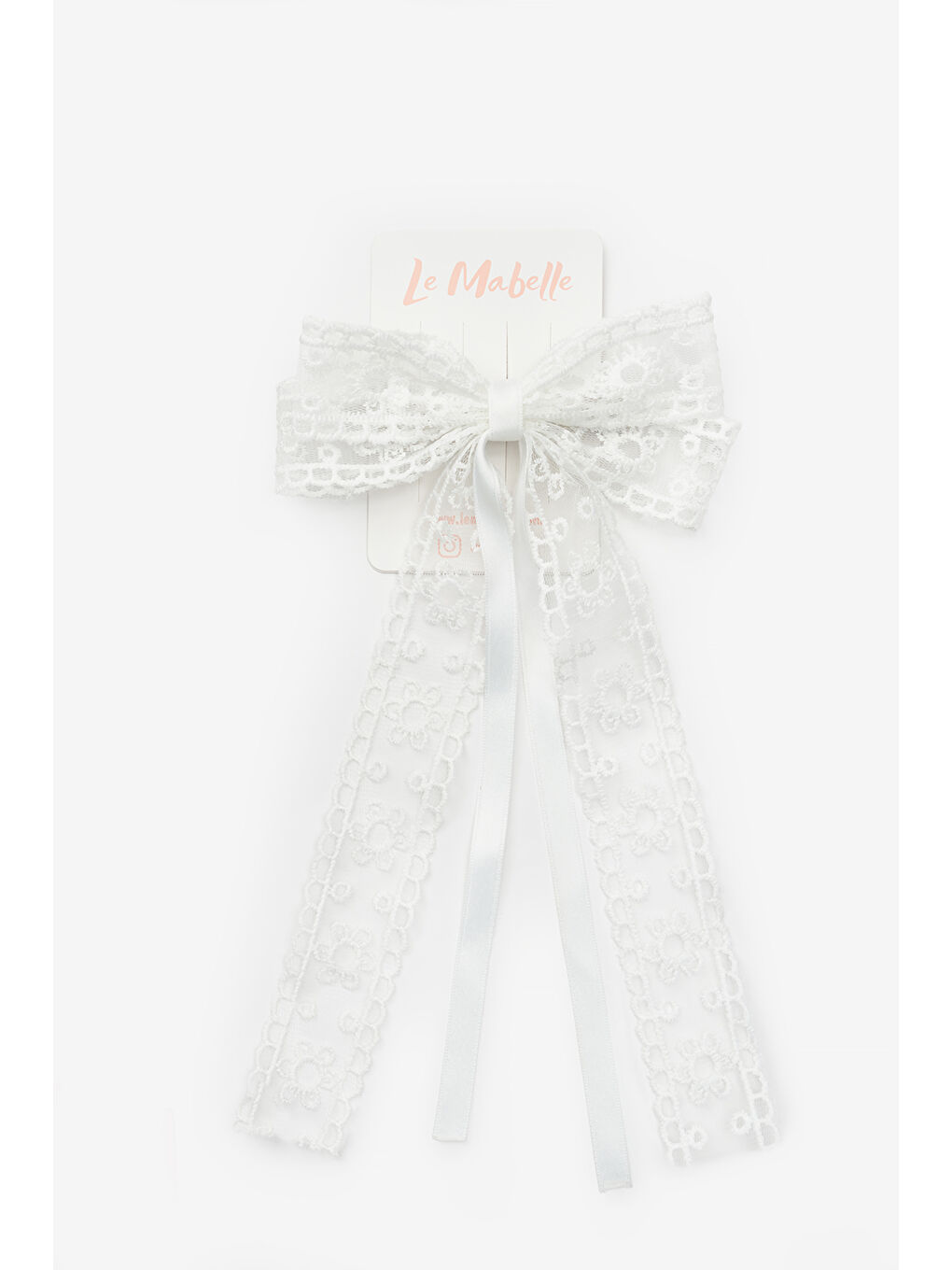 Beyaz Zincir Çiçek Desenli Kız Çocuk Otomatik Toka