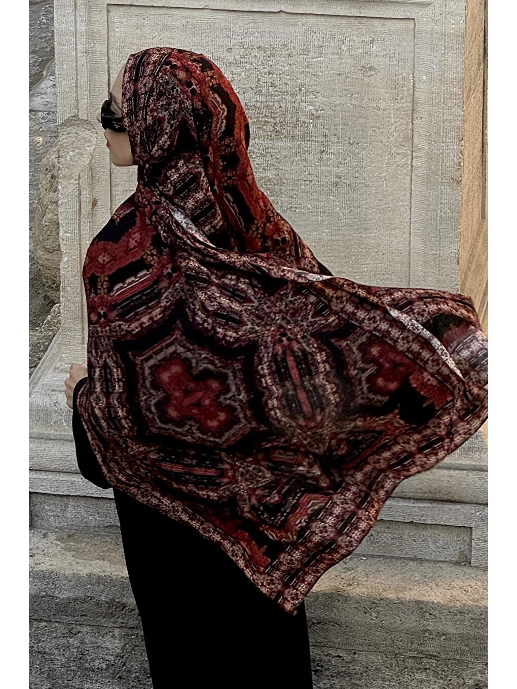 Siyah Deluxe Şal Nisha Desenli-5