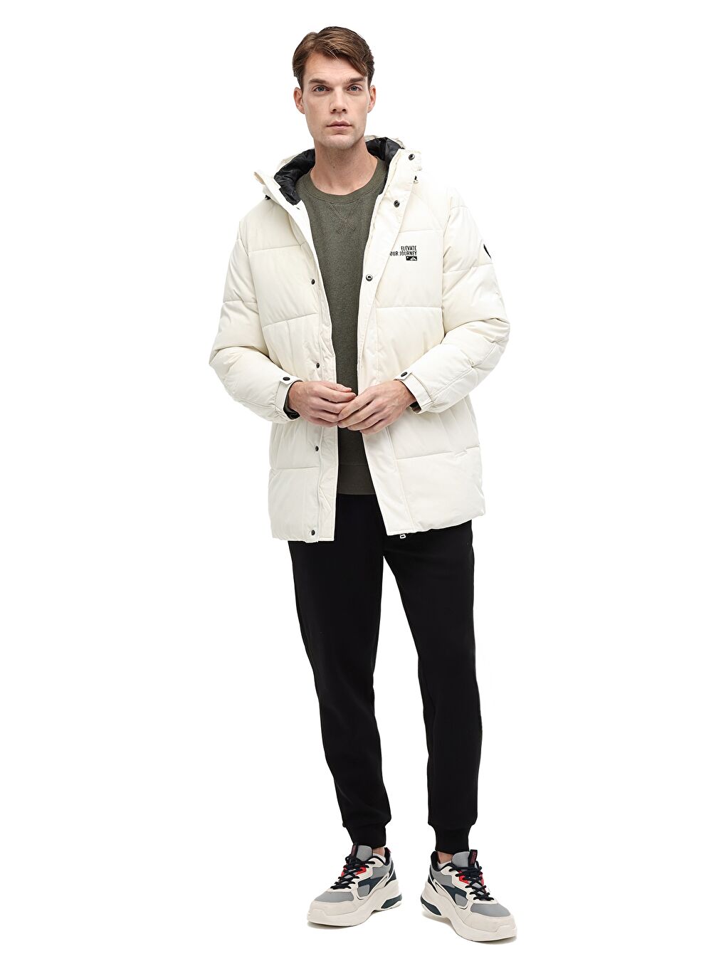 Bej ML COLIN 3OTW500 5PR Ekru Erkek Uzun Şişme Mont-2