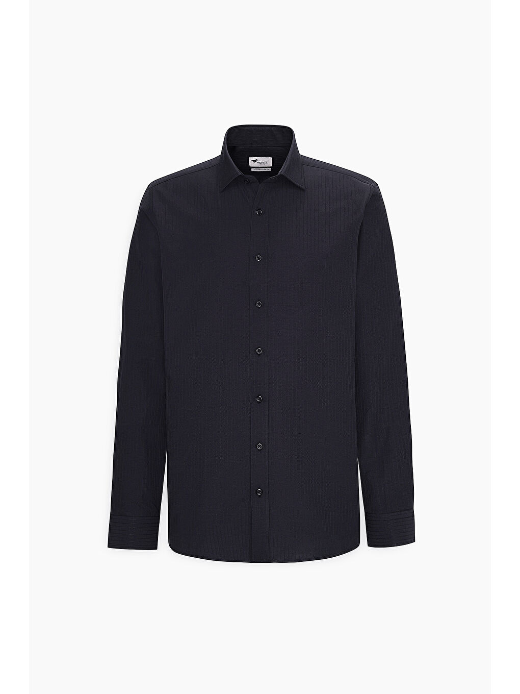 Erkek Siyah Pamuklu Slim Fit Dar Kesim Klasik Yaka Çizgili Gömlek-5