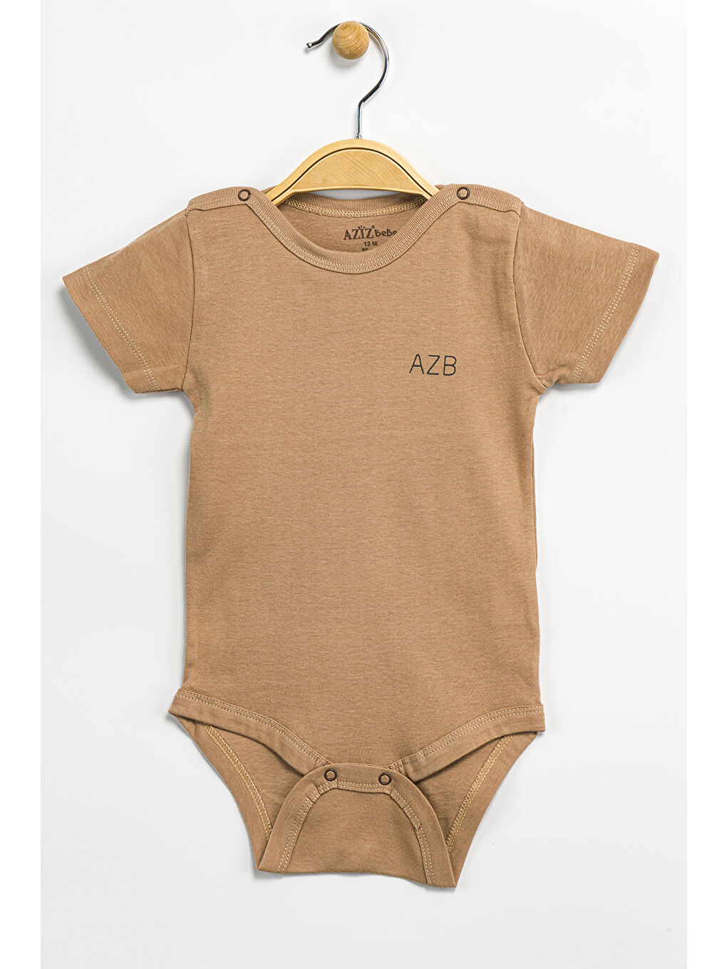 Kahverengi Erkek Kız Bebek Çıtçıtlı % 100 Pamuk Body & Zıbın