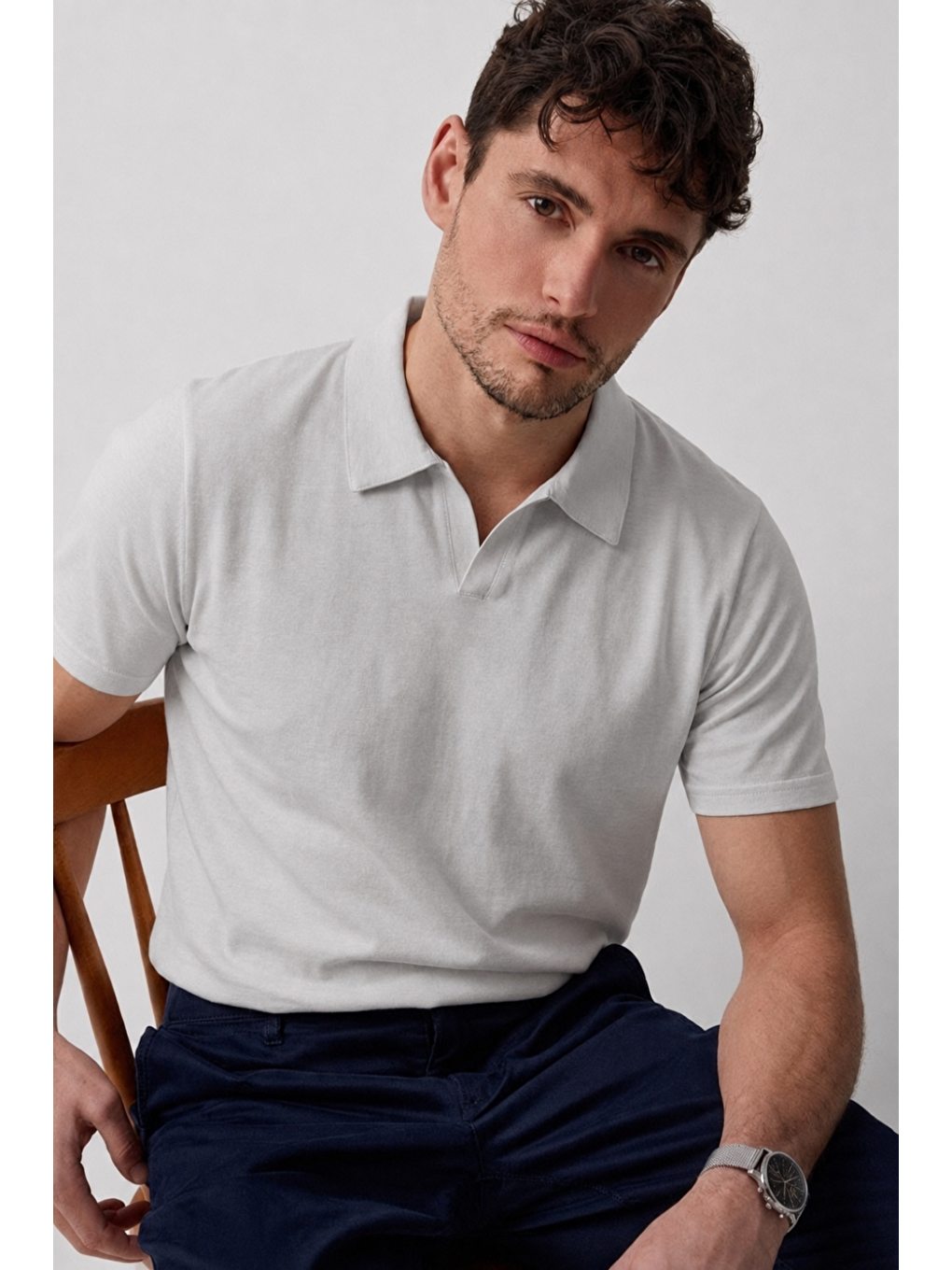 Erkek Polo Yaka Premium Comfort Spor Gri Tişört