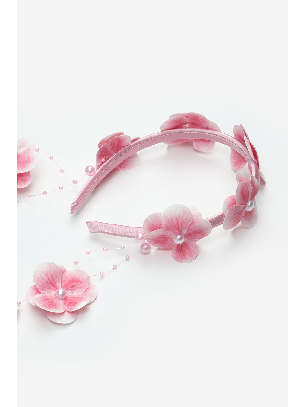 Pembe Sallantılı Orkide Detaylı Kız Çocuk Taç-1