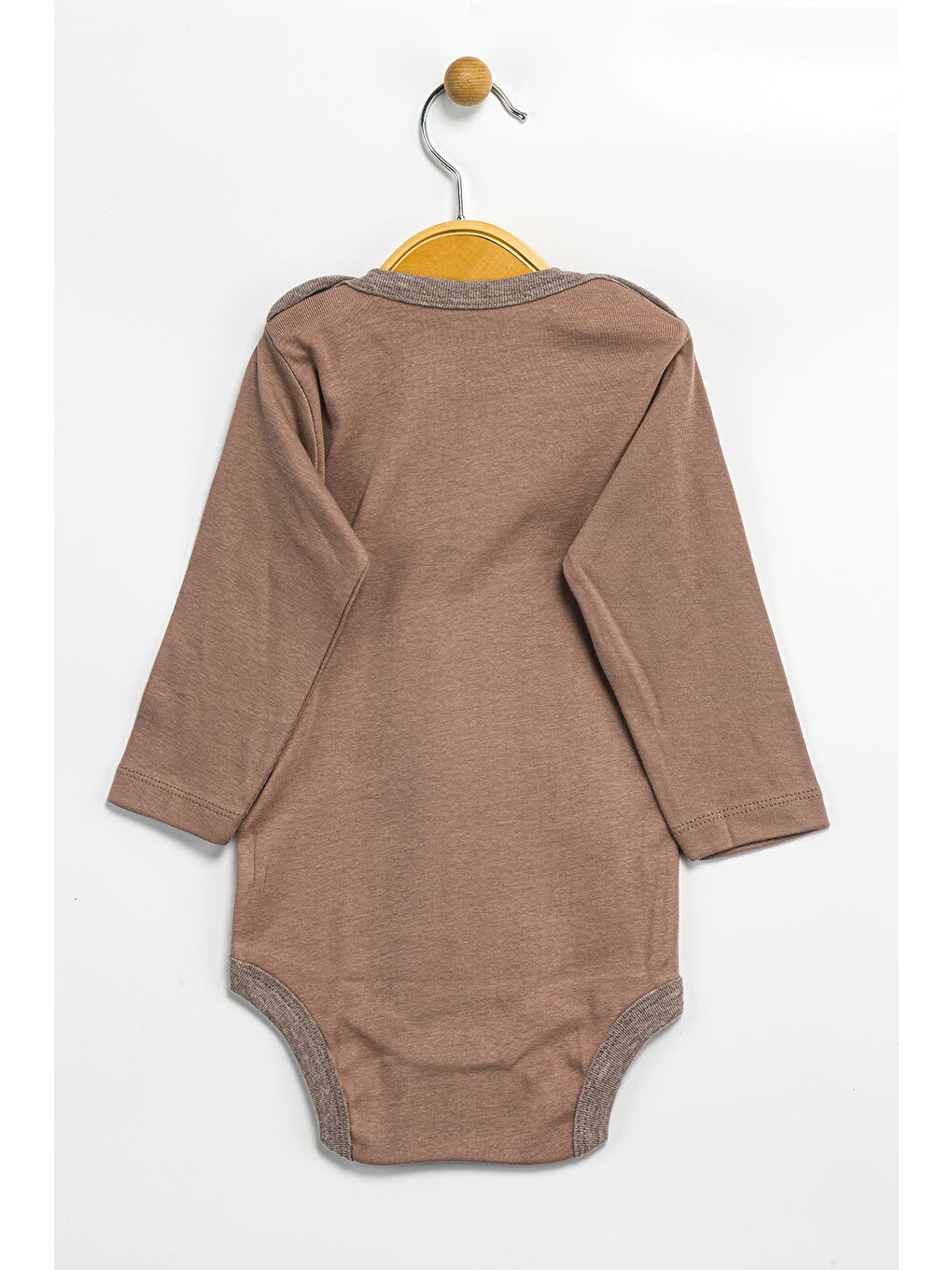 Kahverengi Erkek Kız Bebek Çıtçıtlı % 100 Pamuk Body & Zıbın 0 Ay - 12 Ay-1