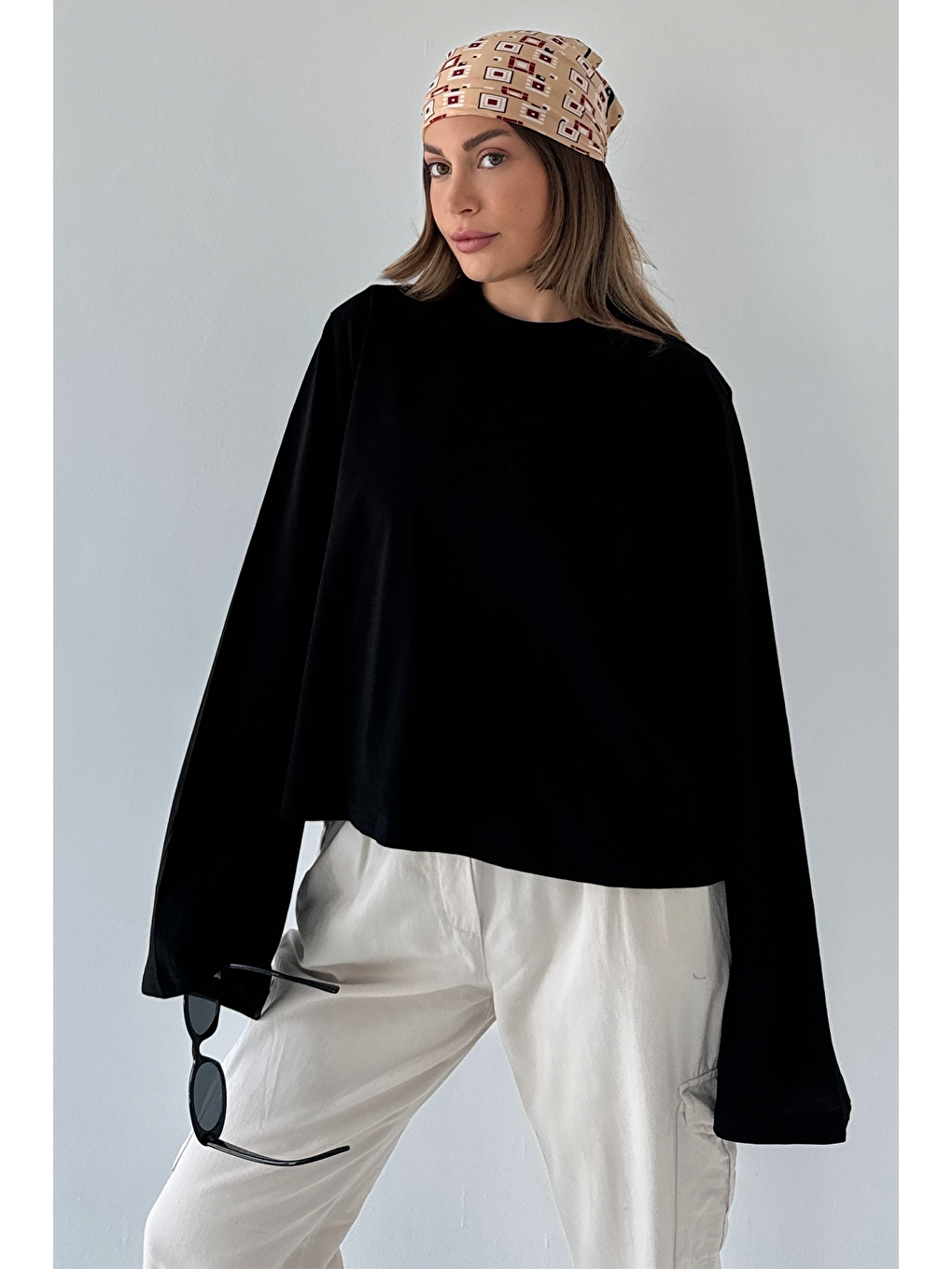 Geniş Kol Oversize 2'Li Paket T-Shirt 965 Siyah/Beyaz-6