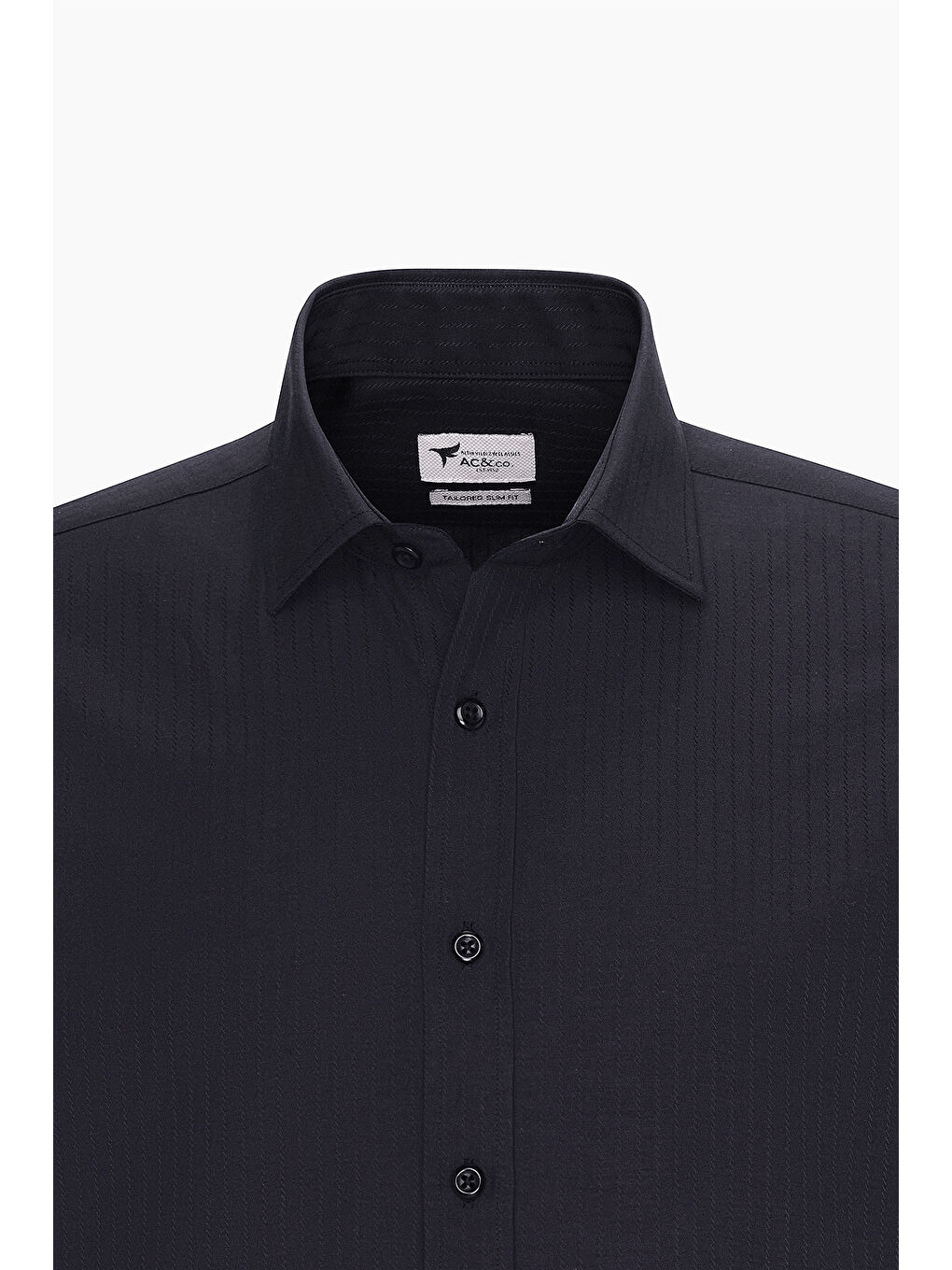 Erkek Siyah Pamuklu Slim Fit Dar Kesim Klasik Yaka Çizgili Gömlek-6