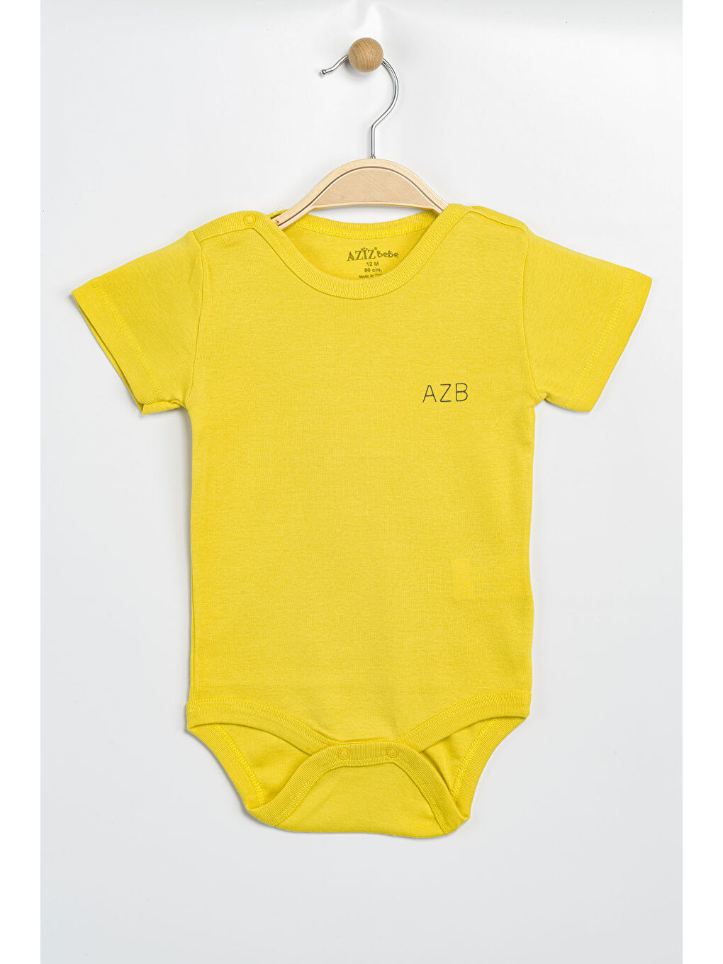 AZİZ BEBE Sari Erkek Kız Bebek Çıtçıtlı % 100 Pamuk Body & Zıbın