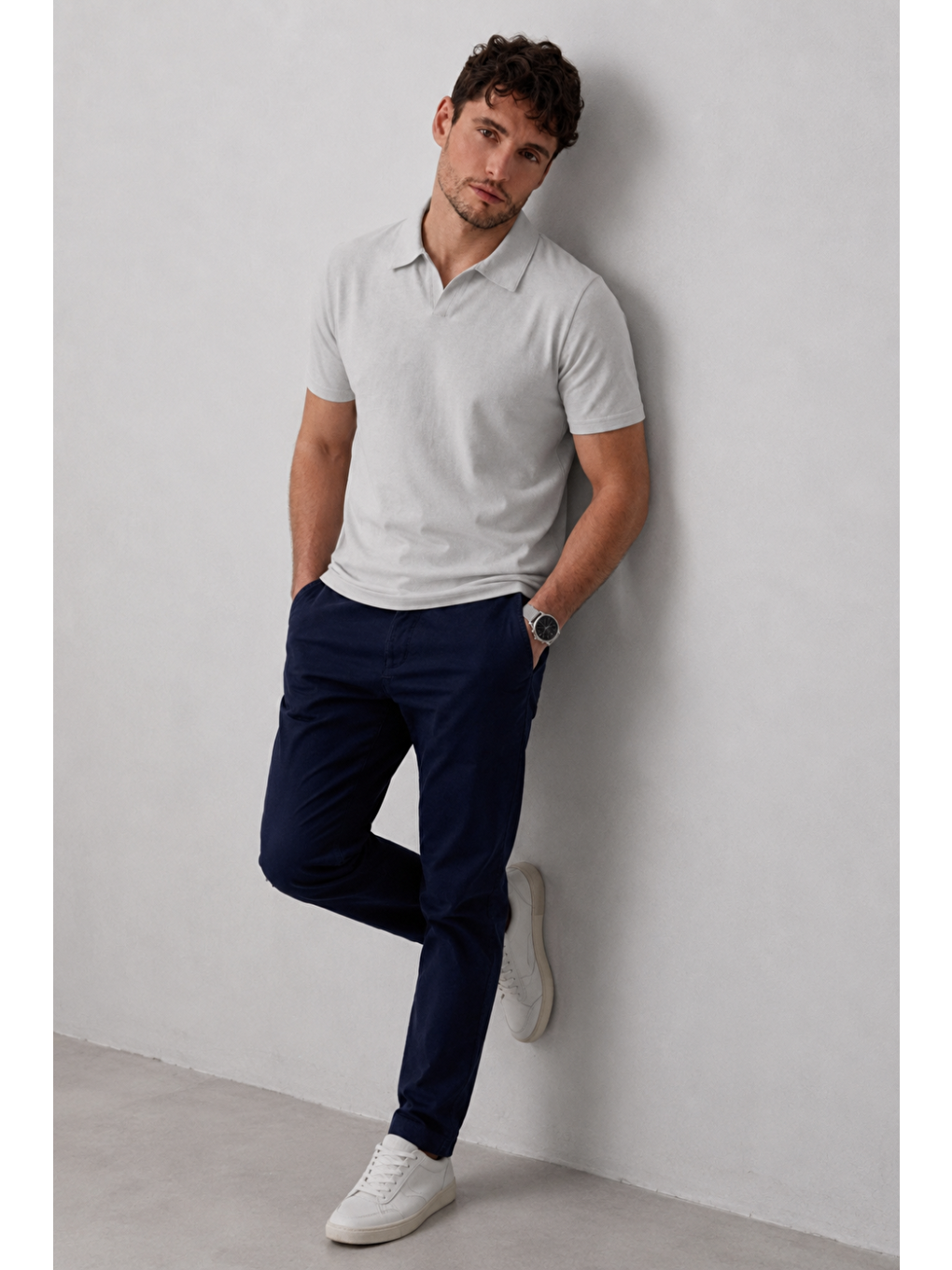 Erkek Polo Yaka Premium Comfort Spor Gri Tişört-3
