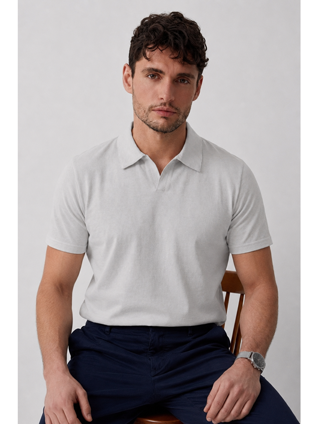 Erkek Polo Yaka Premium Comfort Spor Gri Tişört-4