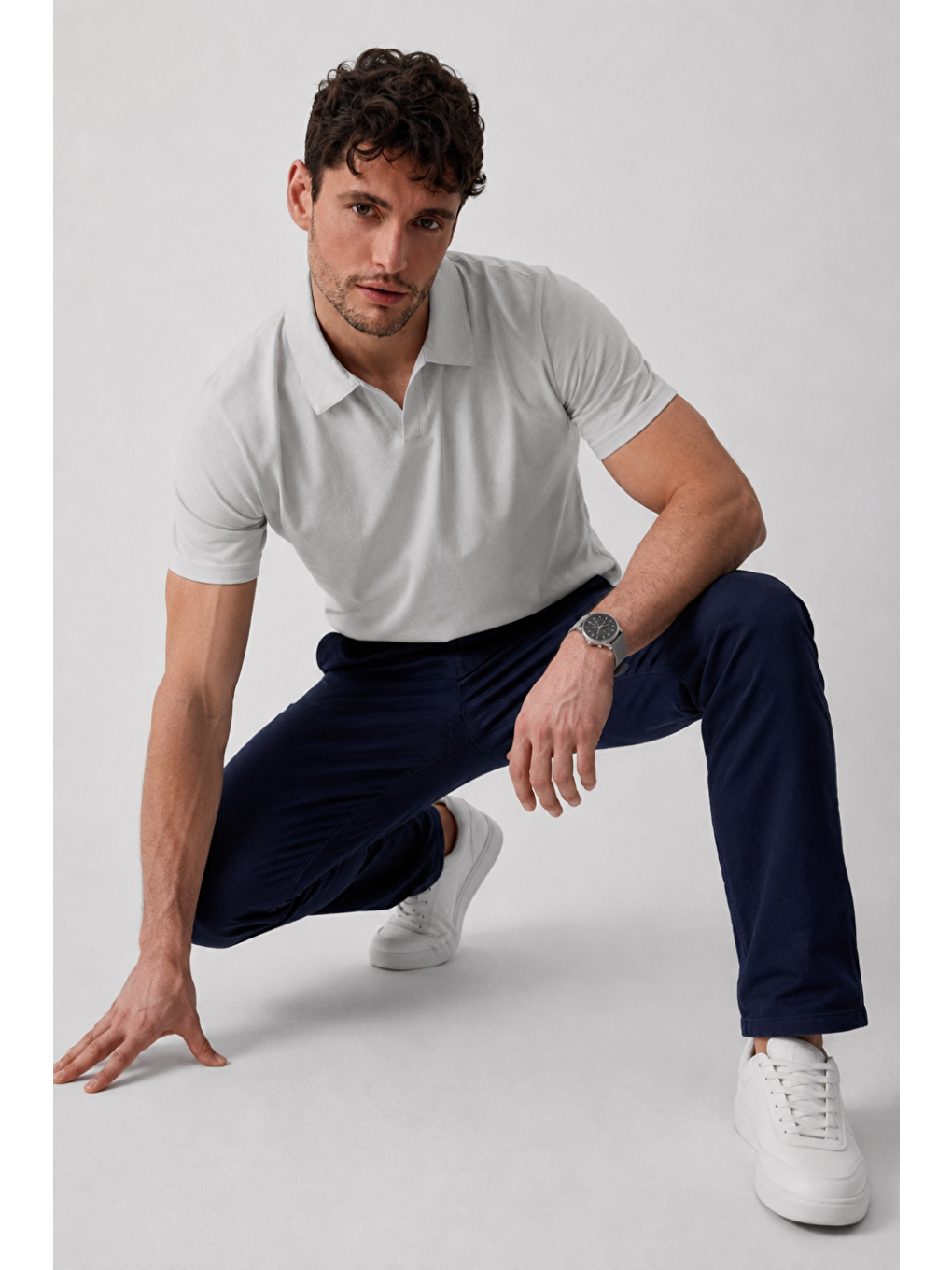 Erkek Polo Yaka Premium Comfort Spor Gri Tişört-5