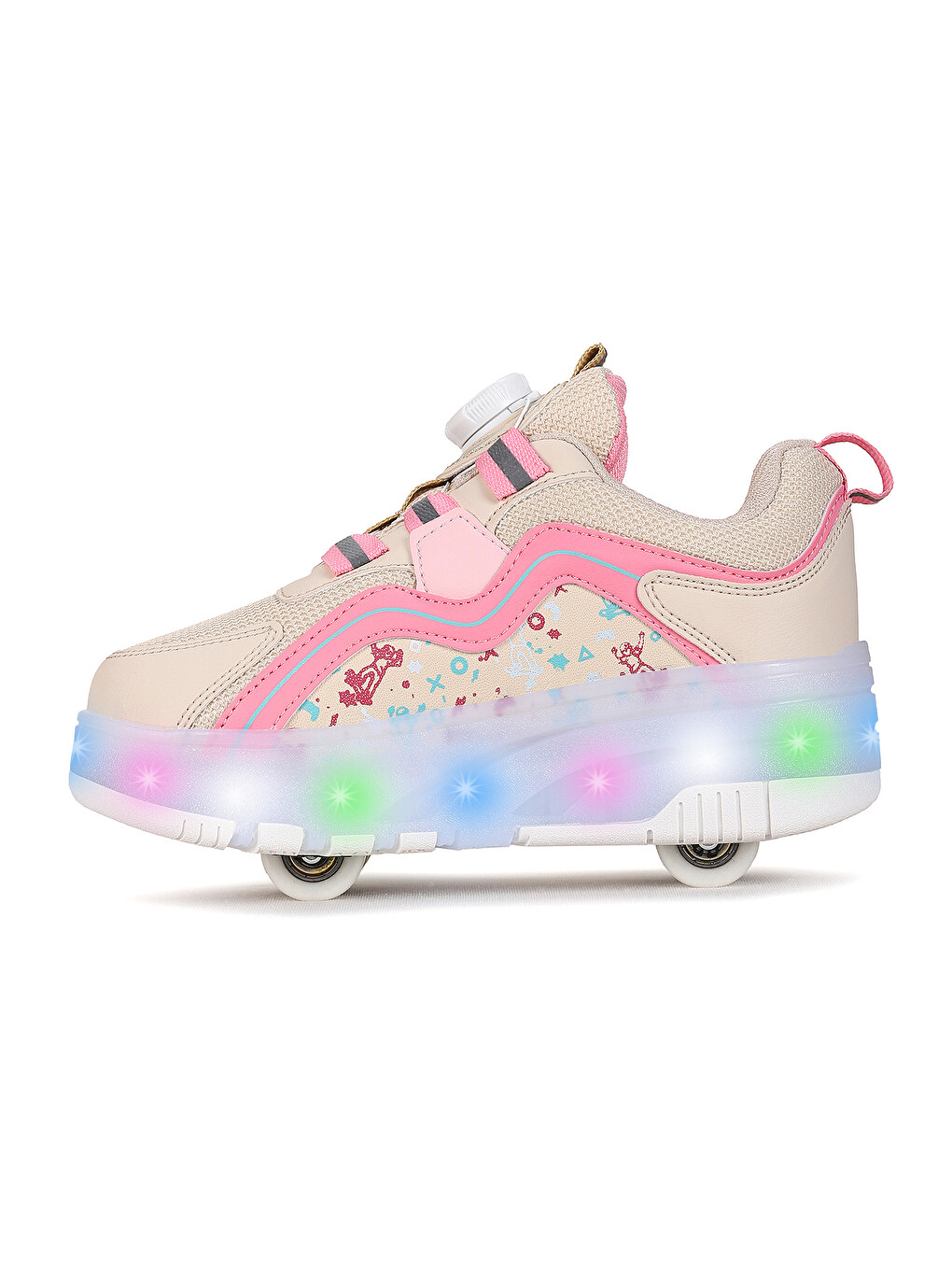Bej Lucia Patenli Işıklı Kız Çocuk Spor Ayakkabı-5