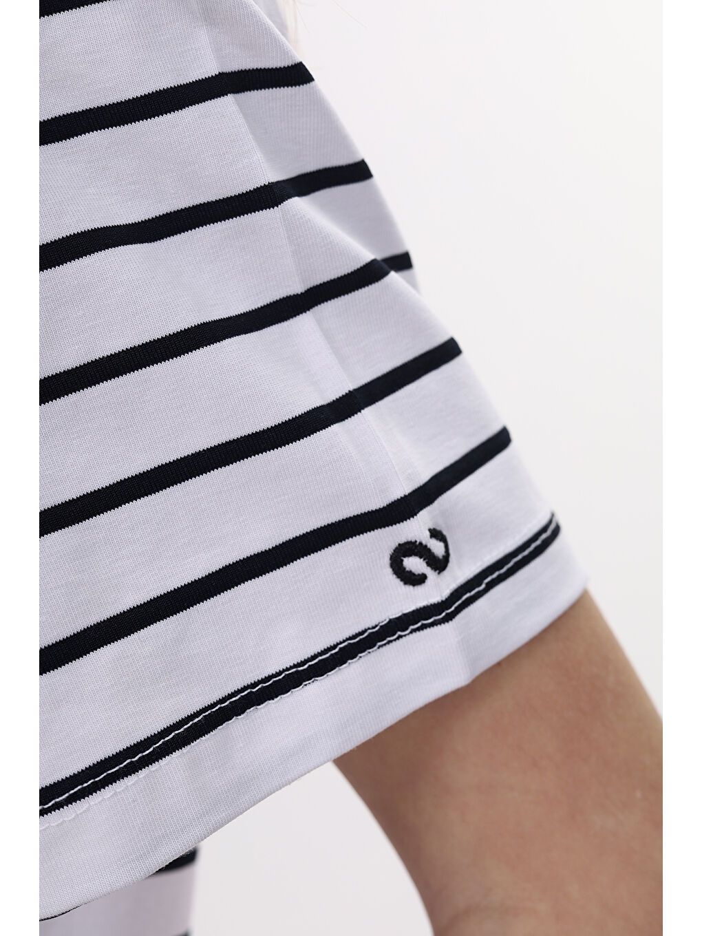 Lacivert Unisex Çocuk Çizgili Tişört-2