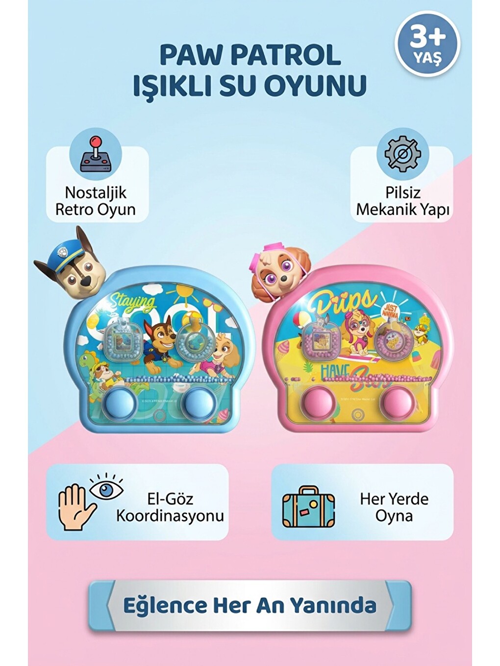 Işıklı Su Oyunu Paw Patrol Suda Halka Geçirme Nostaljik El Atarisi Pilsiz Su İle Çalışan 3+ Yaş Çocu-1