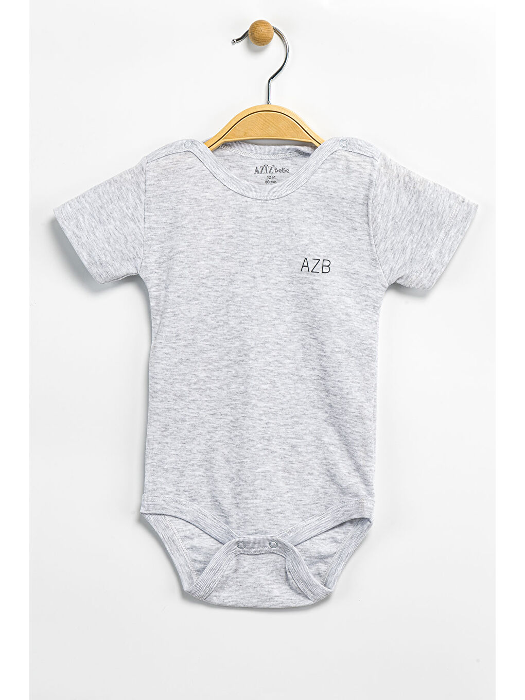 Gri Erkek Kız Bebek Çıtçıtlı % 100 Pamuk Body & Zıbın