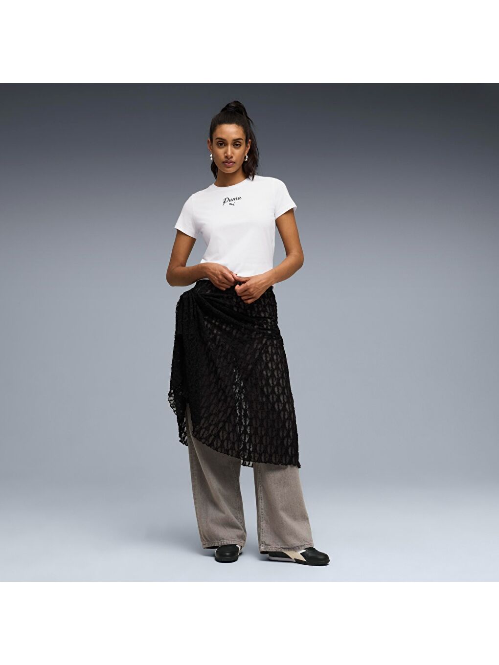 Essential Script Kadın Beyaz Tişört-2