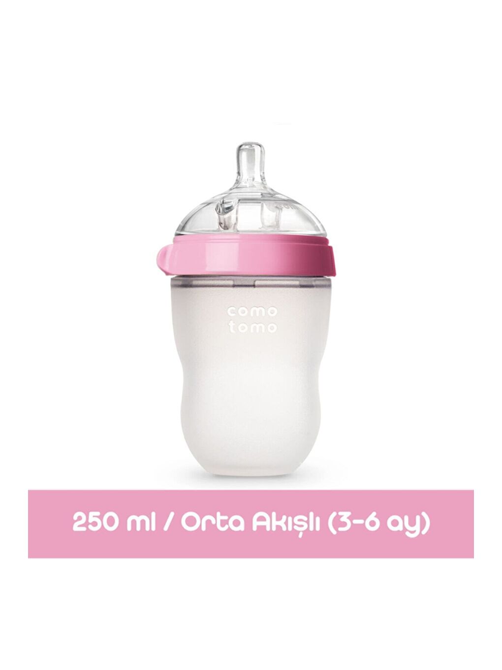 Comotomo Türkiye Antikolik Silikon Biberon 250ml Pembe - Orta Akışlı (3-6 AY)