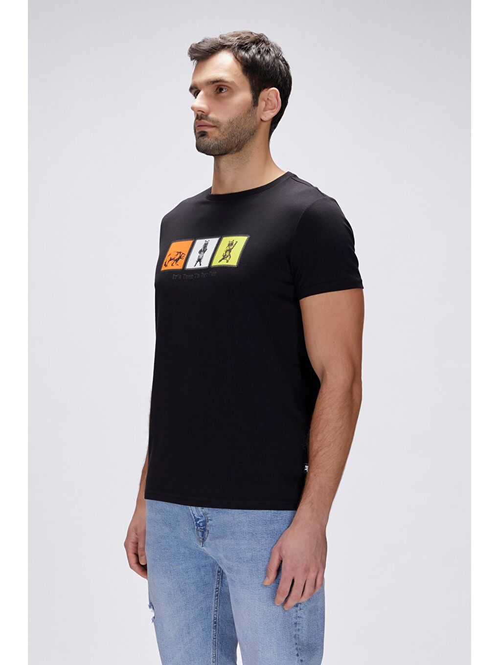 Entree Siyah Erkek Baskılı Tişört-2