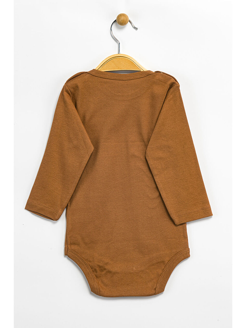 Kahverengi Erkek Kız Bebek Çıtçıtlı % 100 Pamuk Body & Zıbın 0 Ay - 12 Ay-1