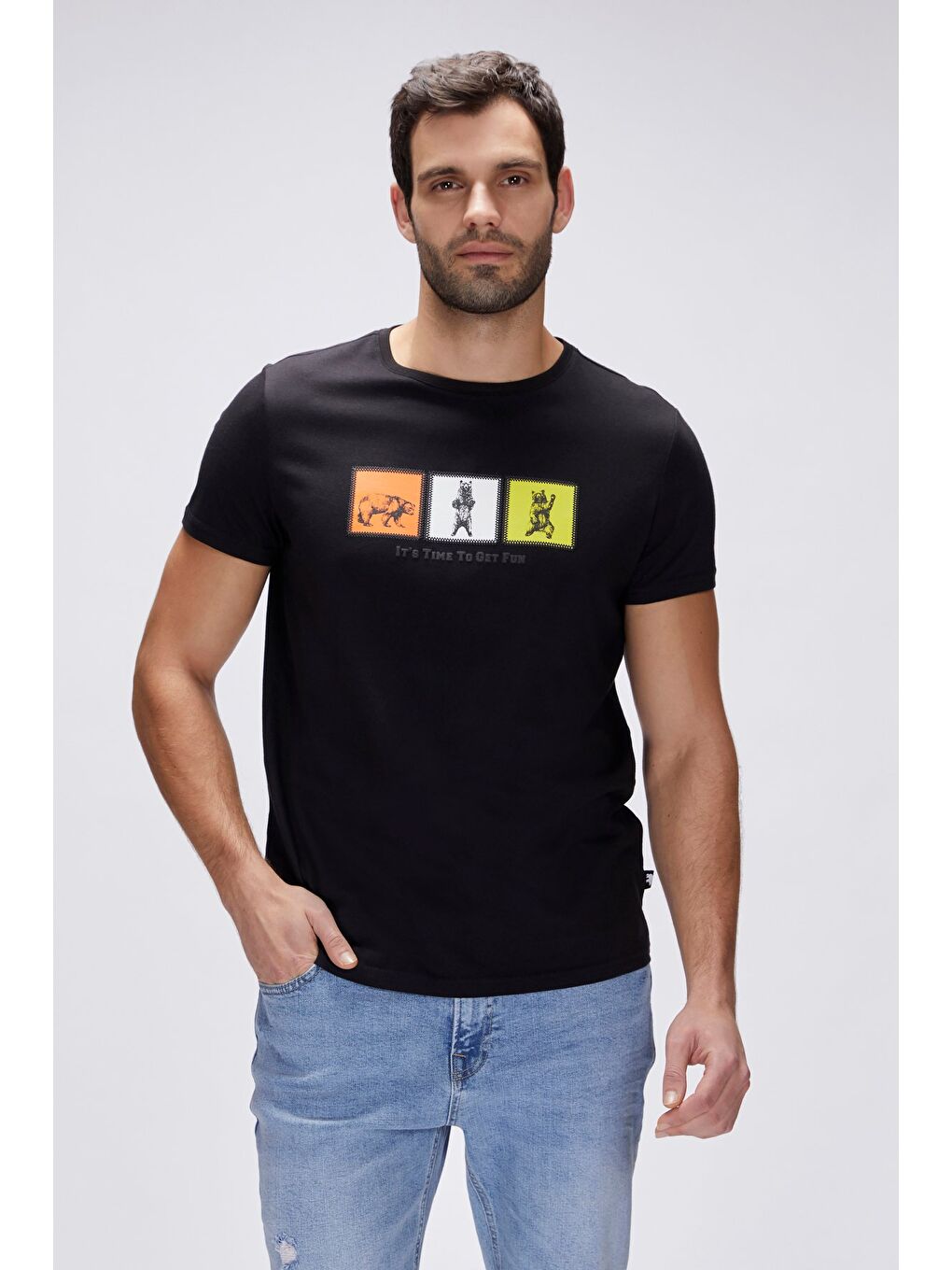 Entree Siyah Erkek Baskılı Tişört-4