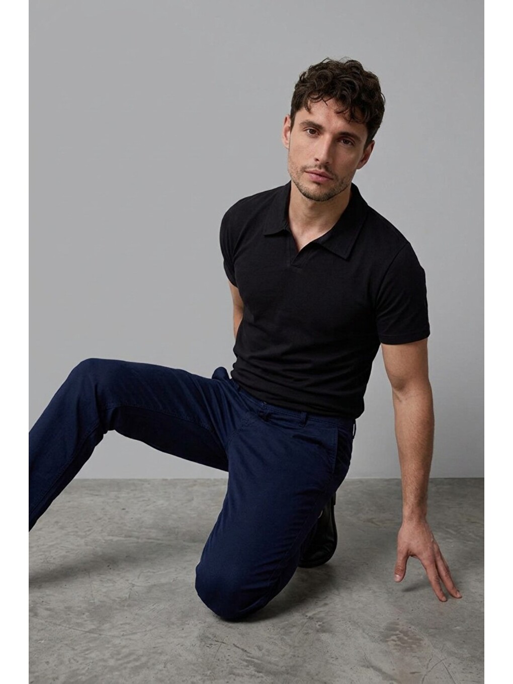 Erkek Polo Yaka Premium Comfort Spor Siyah Tişört-3