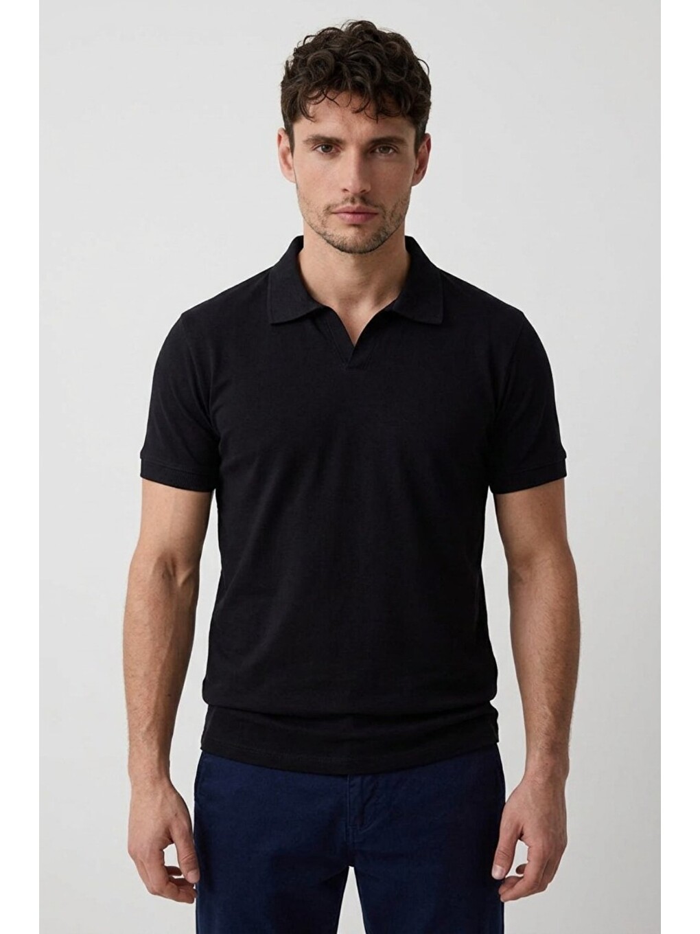 Erkek Polo Yaka Premium Comfort Spor Siyah Tişört-4