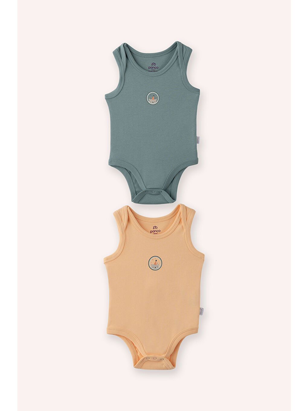 Yeşil Yenidoğan Yuvarlak Yaka Kolsuz Baskı Detaylı Mint 2'li Body