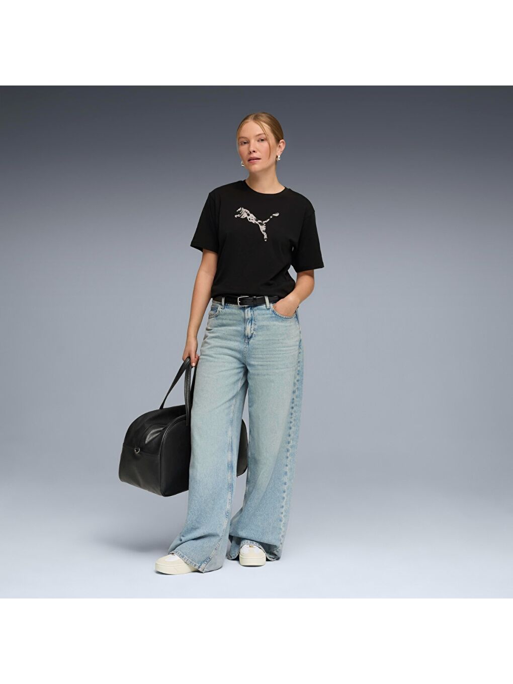 Essential Graphic Animal Kadın Siyah Tişört-2