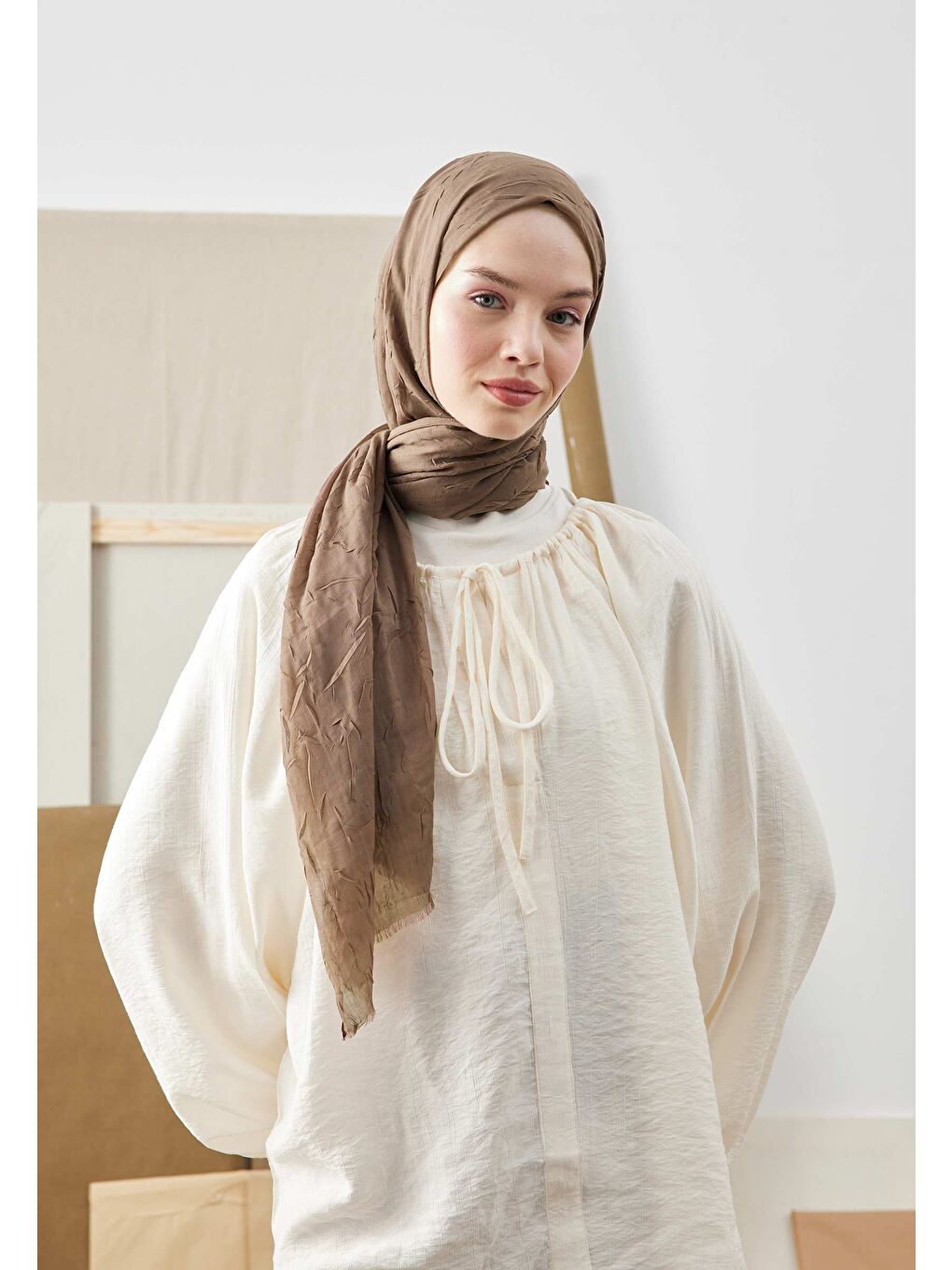 Kahverengi BAMBU ŞAL FINDIK KABUĞU