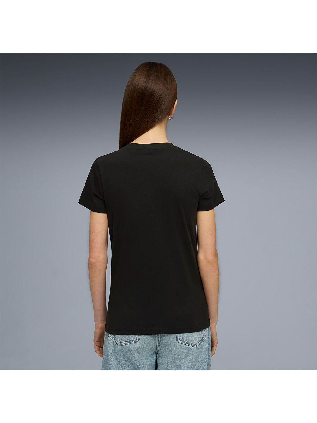 Essential Script Kadın Siyah Tişört-1