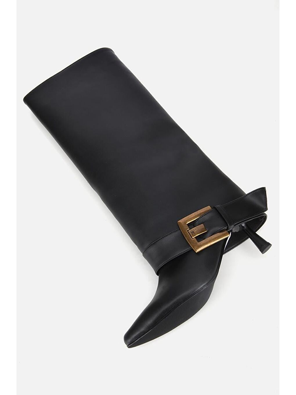 Kadın Siyah Pantolon Görünümlü Tokalı Topuklu Çizme-4