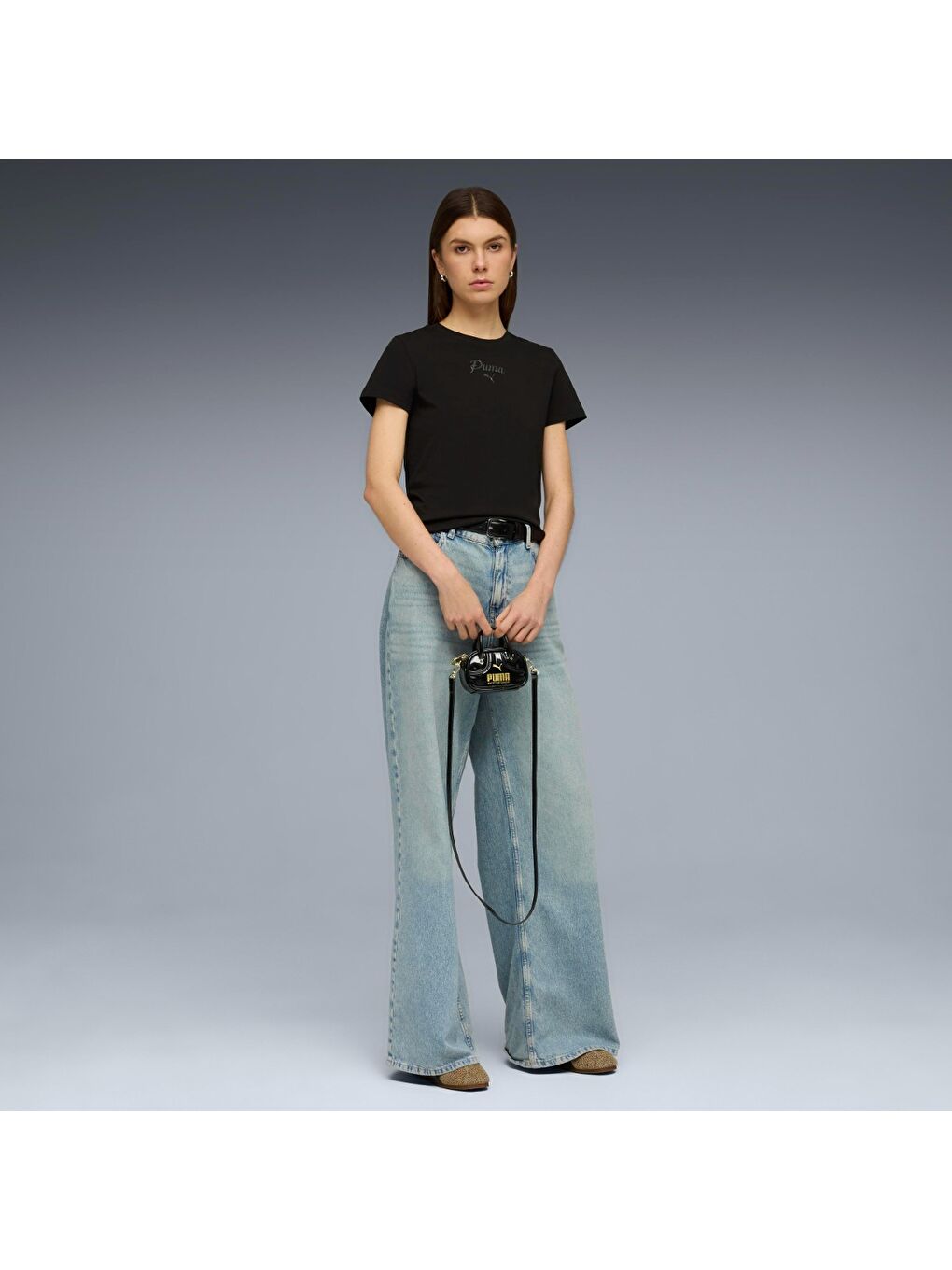 Essential Script Kadın Siyah Tişört-2