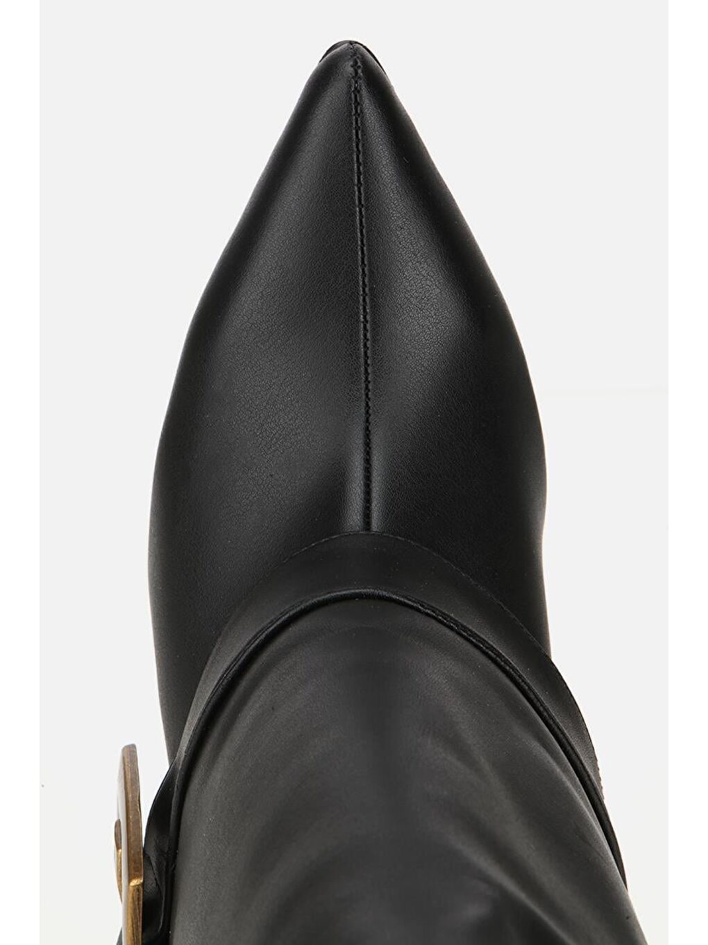 Kadın Siyah Pantolon Görünümlü Tokalı Topuklu Çizme-5