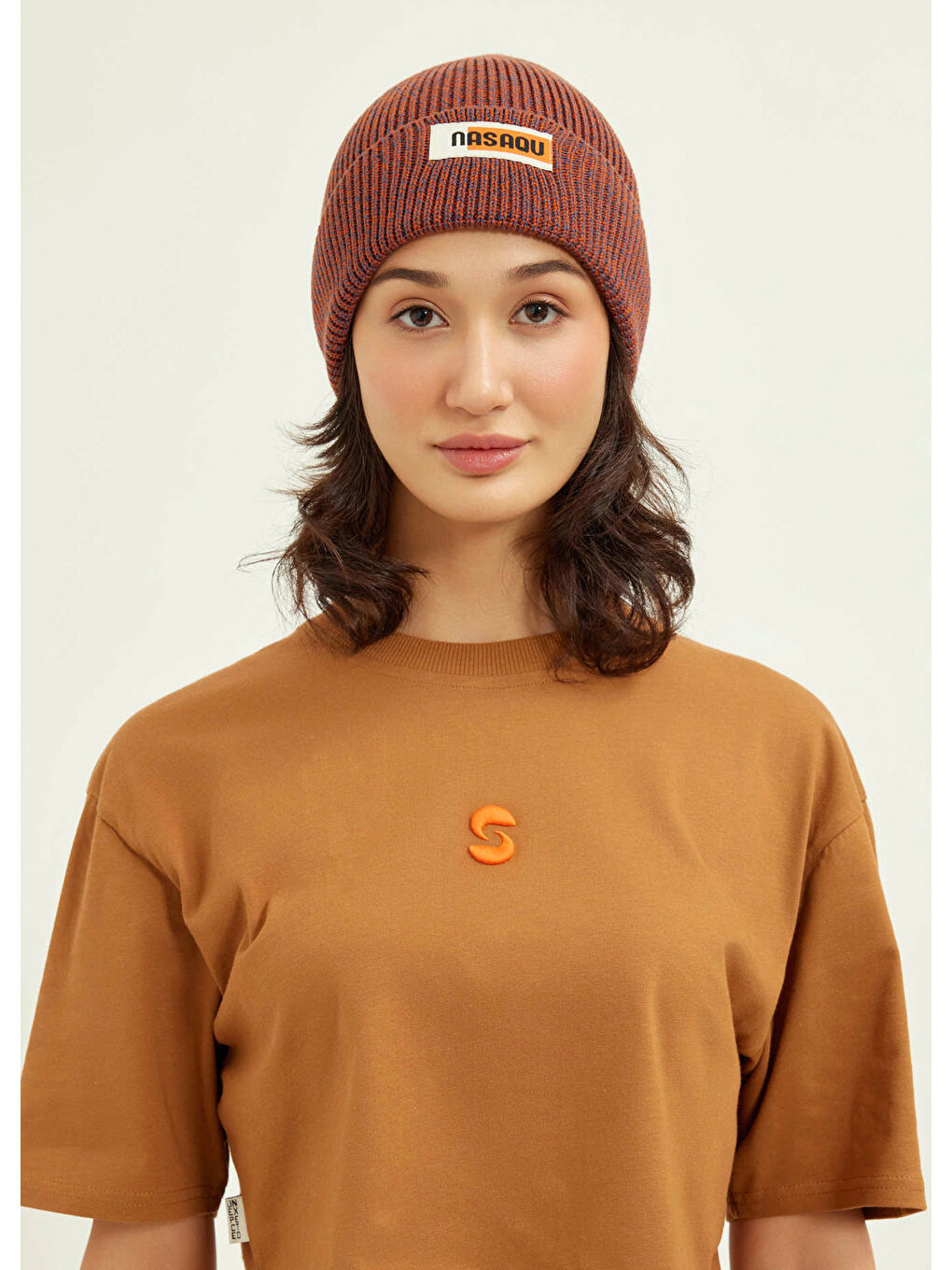 Kahverengi Nibruki Unisex Indigo Terracotta Örgü Bere