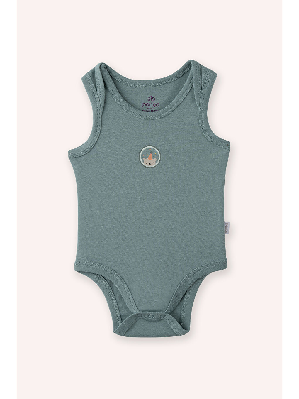 Yeşil Yenidoğan Yuvarlak Yaka Kolsuz Baskı Detaylı Mint 2'li Body-4