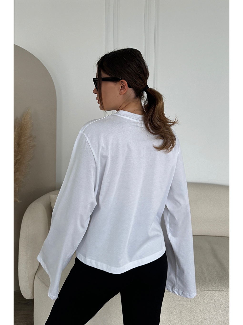 Geniş Kol Oversize 2'Li Paket T-Shirt 965 Siyah/Beyaz-8