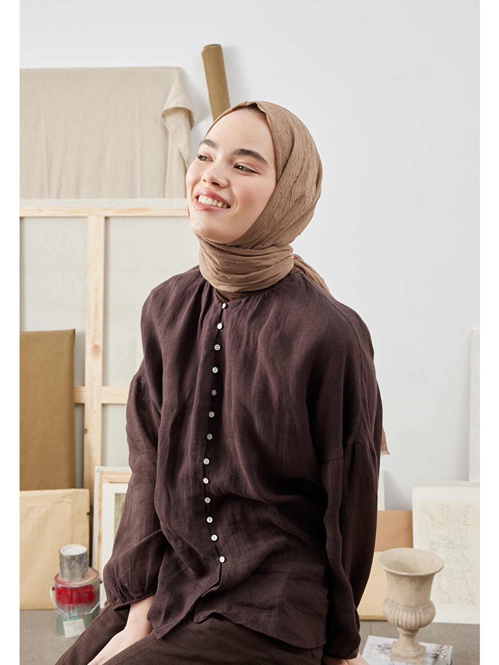 Bej BAMBU ŞAL LATTE-3