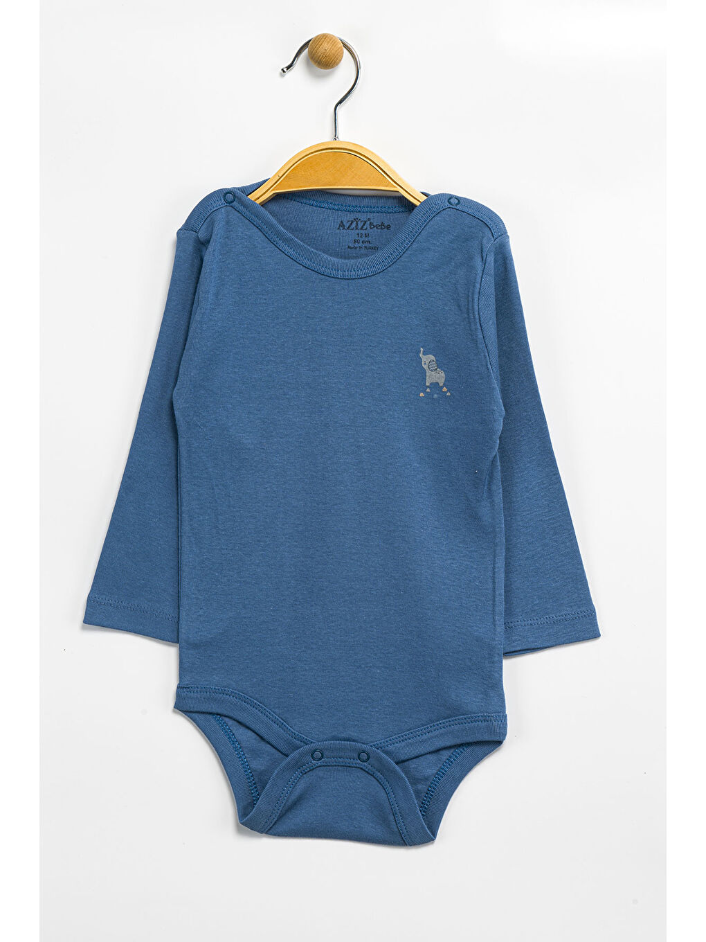 Mavi Erkek Kız Bebek Çıtçıtlı % 100 Pamuk Body & Zıbın 0 Ay - 12 Ay