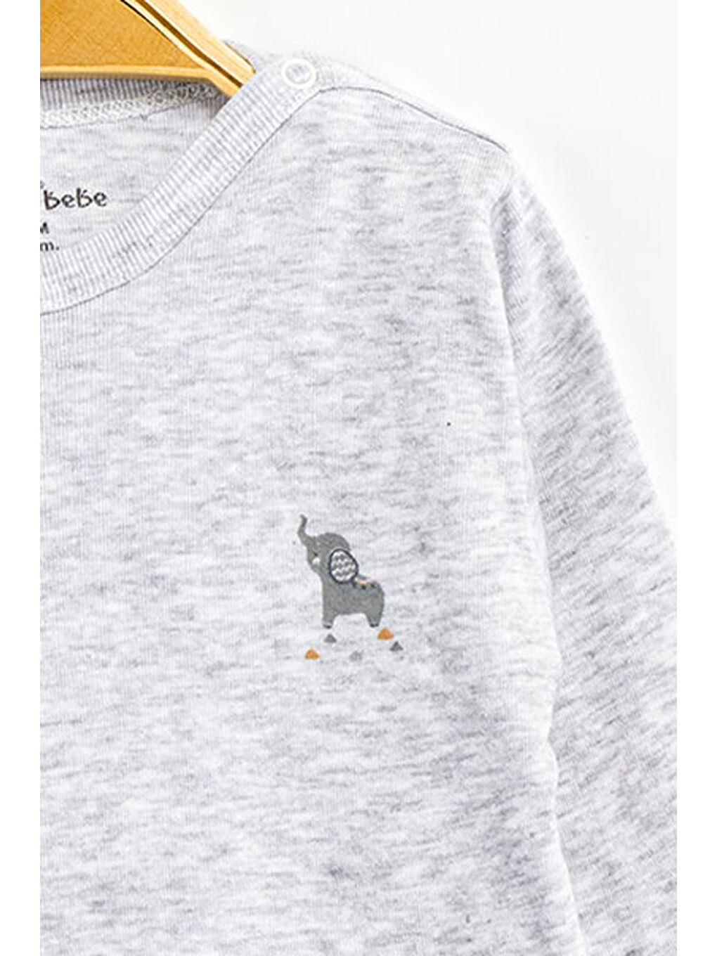 Gri Erkek Kız Bebek Çıtçıtlı % 100 Pamuk Body & Zıbın 0 Ay - 12 Ay-2