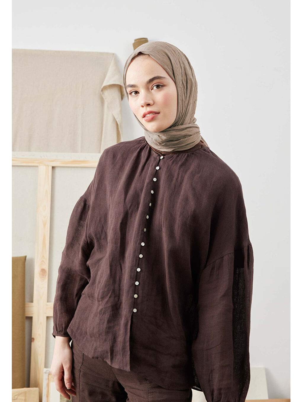 Bej BAMBU ŞAL LATTE-4