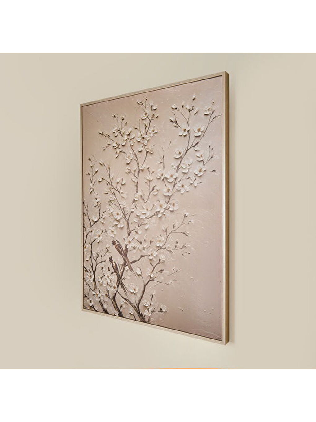 Ekru Deco Bloom Kanvas Tablo - Krem - 100x75 cm-1
