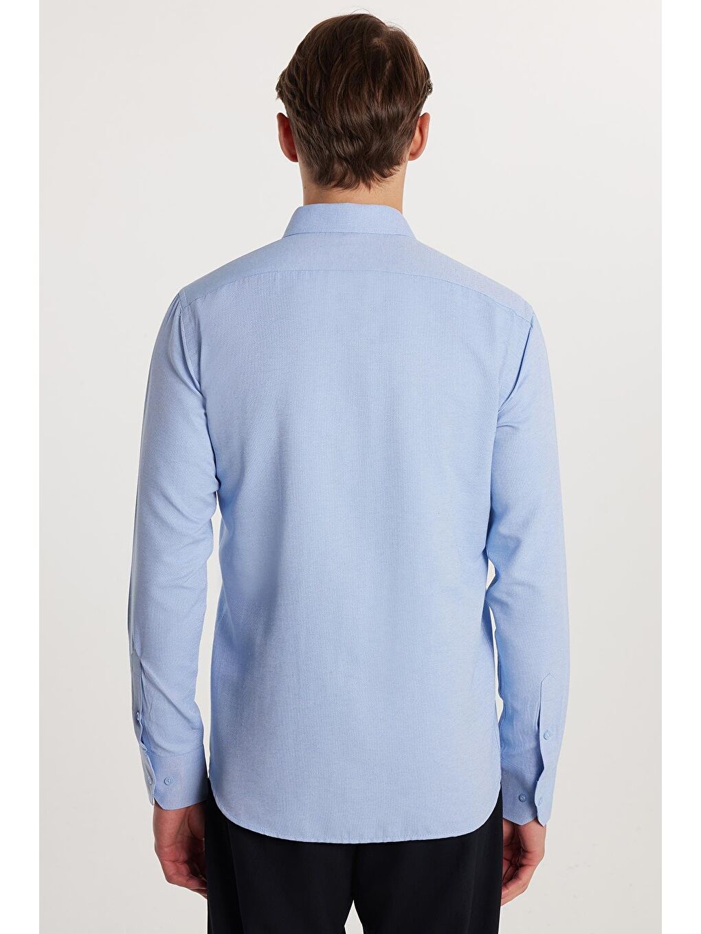 Mavi Modern Slim Fit Pamuklu Kolay Ütü Armürlü Erkek Gömlek-4
