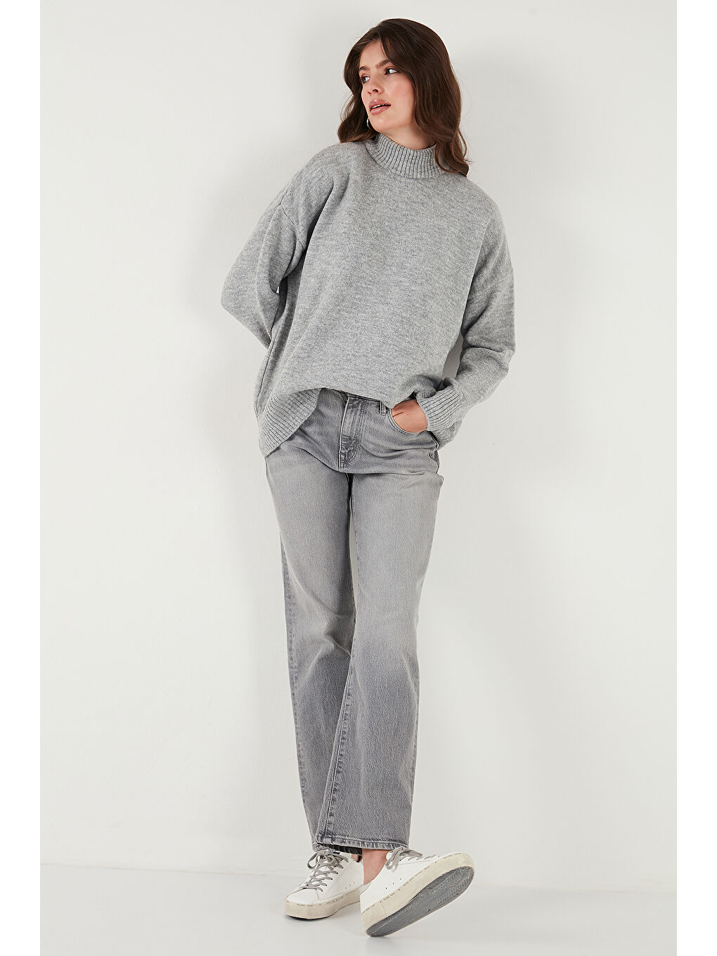 Pembe Oversize Fit Balıkçı Yaka Yumuşak Dokulu 2'li Paket Triko Kazak 680KZ00469S2-3