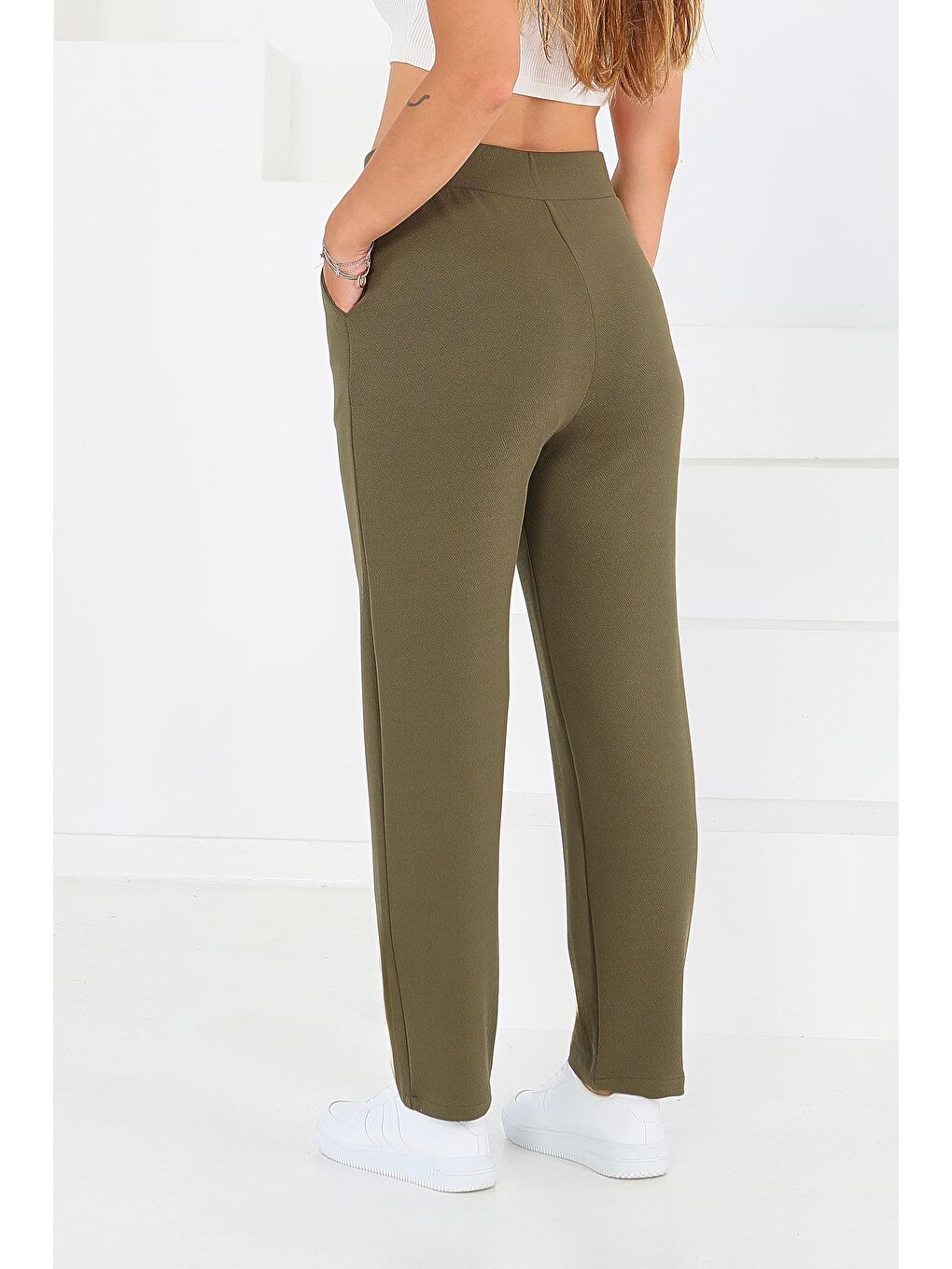 Çift Düğmeli Spor Pantolon Haki - 27352-4