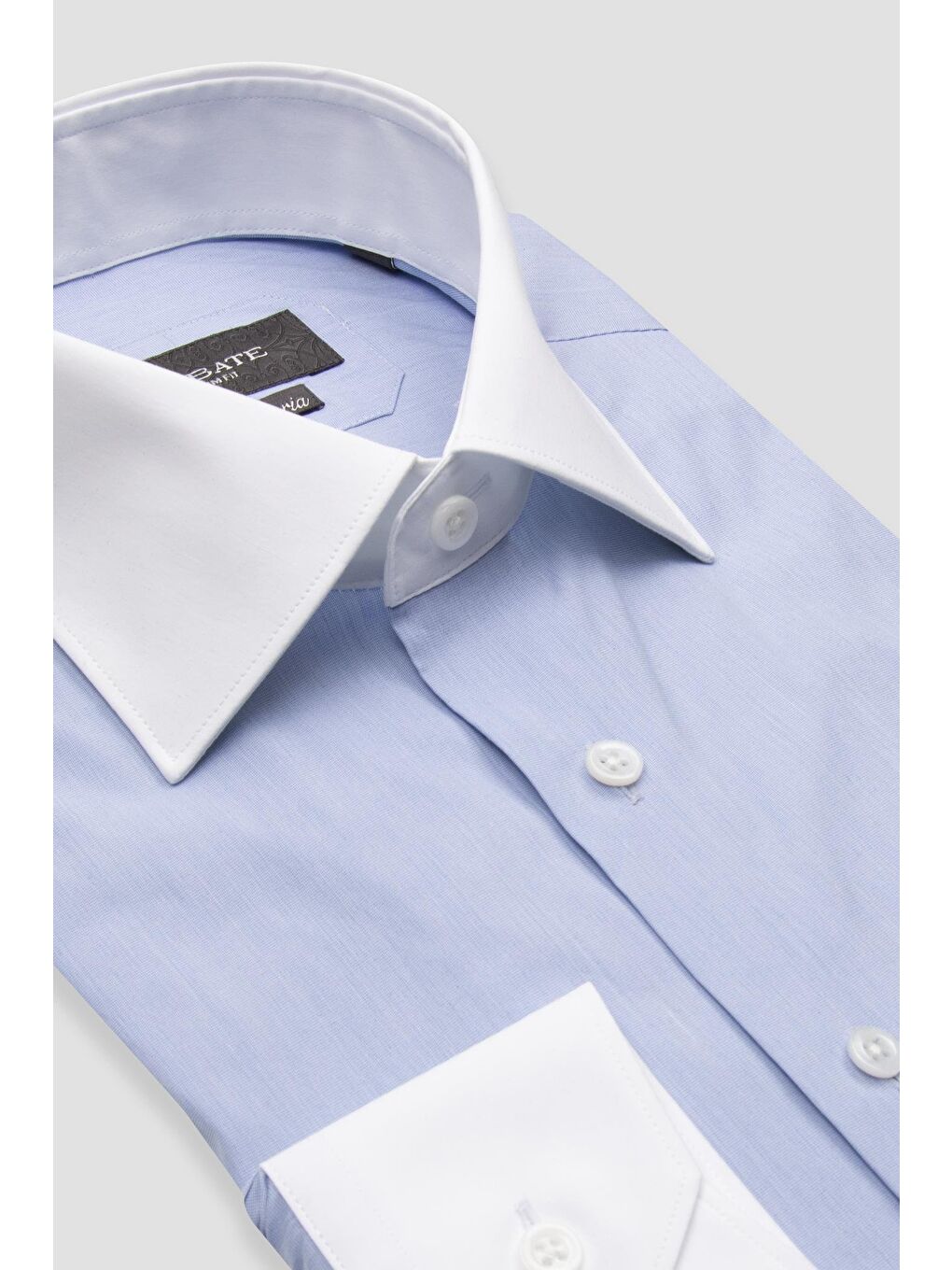 Sartoria Poplin Stretch Pamuk Karışımlı Slim Fit Mavi İtalyan Yaka Erkek Düz Gömlek-1