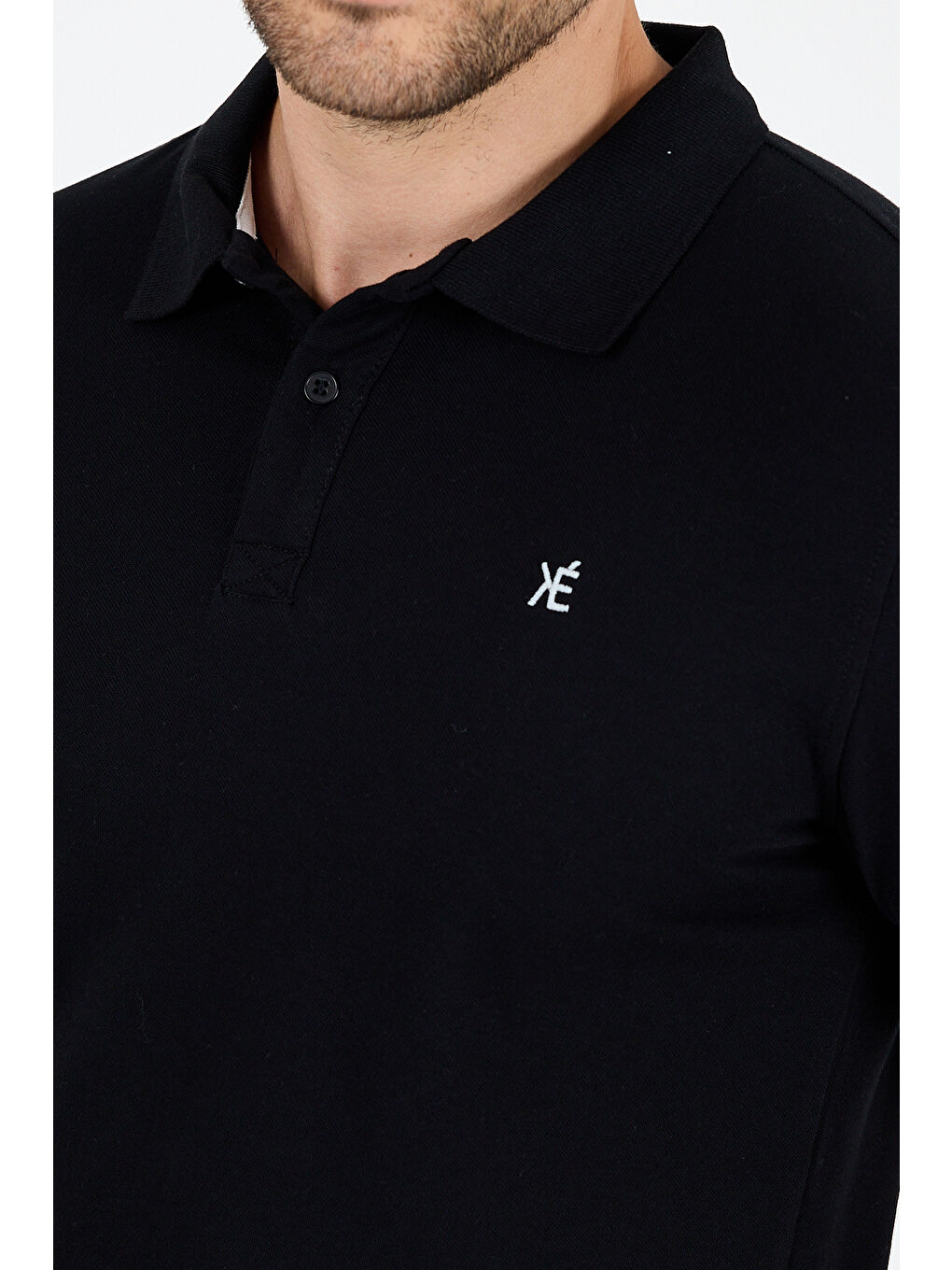 Siyah Polo Yaka Kısa Kollu Pike Erkek %100 Pamuk Tişört-3