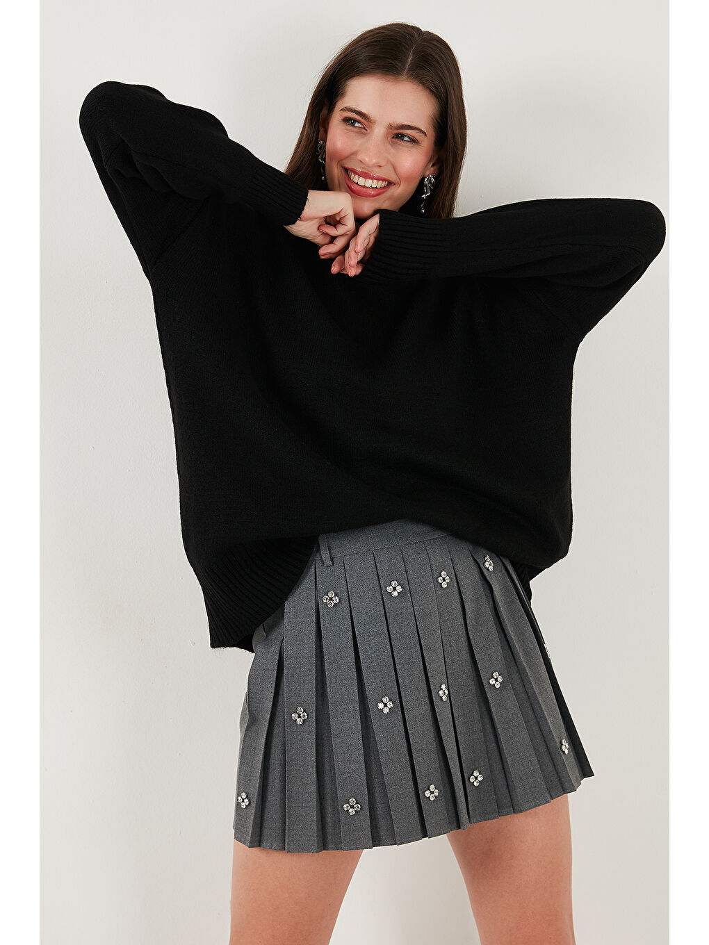 Siyah Oversize Fit Balıkçı Yaka Yumuşak Dokulu 2'li Paket Triko Kazak 680KZ00469S2-1